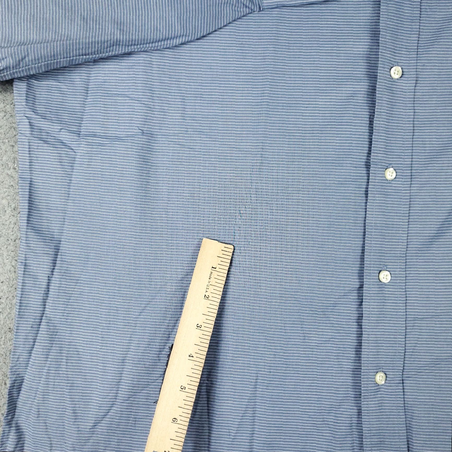 Tommy Hilfiger Tommy Hilfiger Dress Shirt Mens 17.5 Blue Striped Button Up Long Sleeve Formal Casual Classic Office 100% Cotton Regular Size 17.5 Mens Shirt Size 46R - 4 Thumbnail