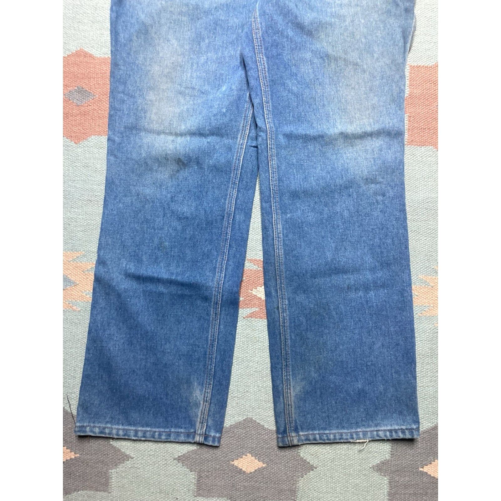 Wrangler VINTAGE Wrangler Jeans Straight Men 34 34x28 Blue Denim Zip Talon 70s Farm Worn Size US 34 / EU 50 - 2 Thumbnail