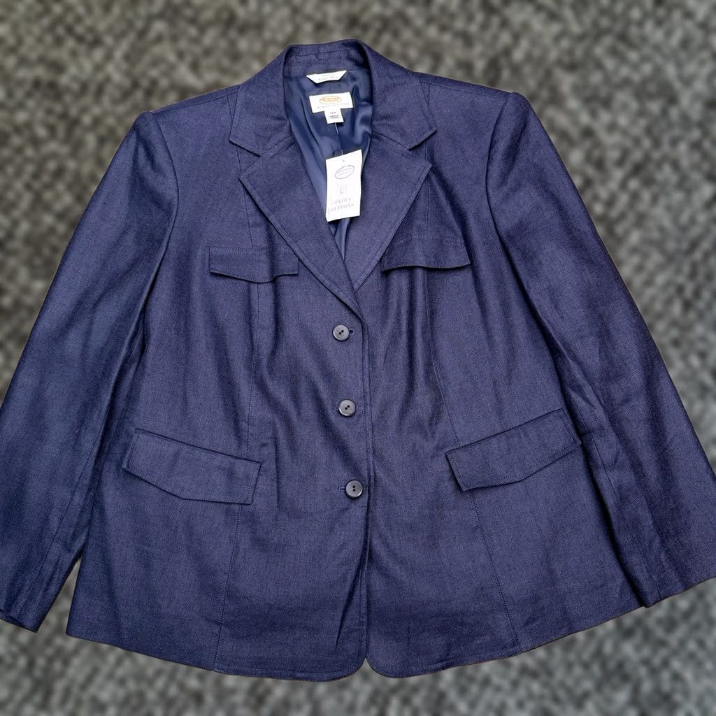 Talbots Talbots Petites Blazer 12W Blue Linen Silk Stretch Career Italian Fabric New Size XL / US 12-14 / IT 48-50 - 1 Thumbnail