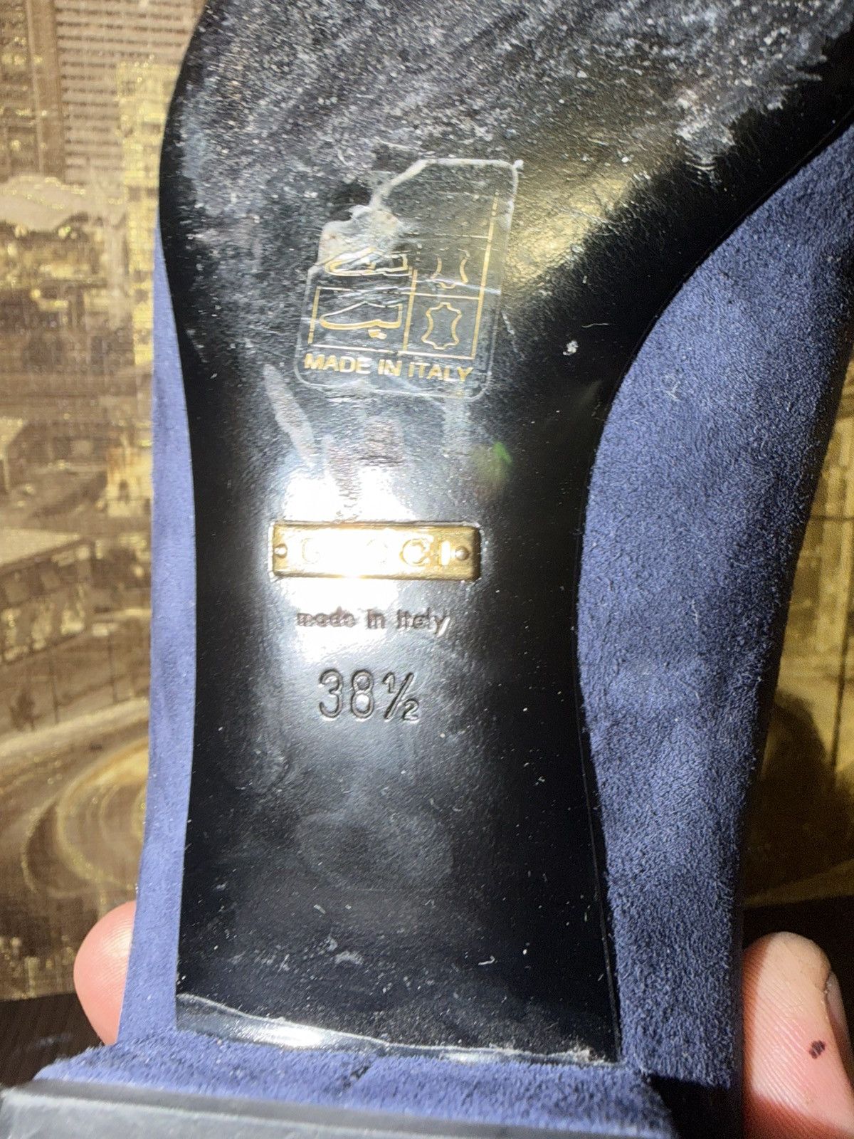 Gucci Gucci Blue Suede Alma Classic Smoking Slippers Size 38 1/2 Size US 6 / IT 36 - 11 Thumbnail