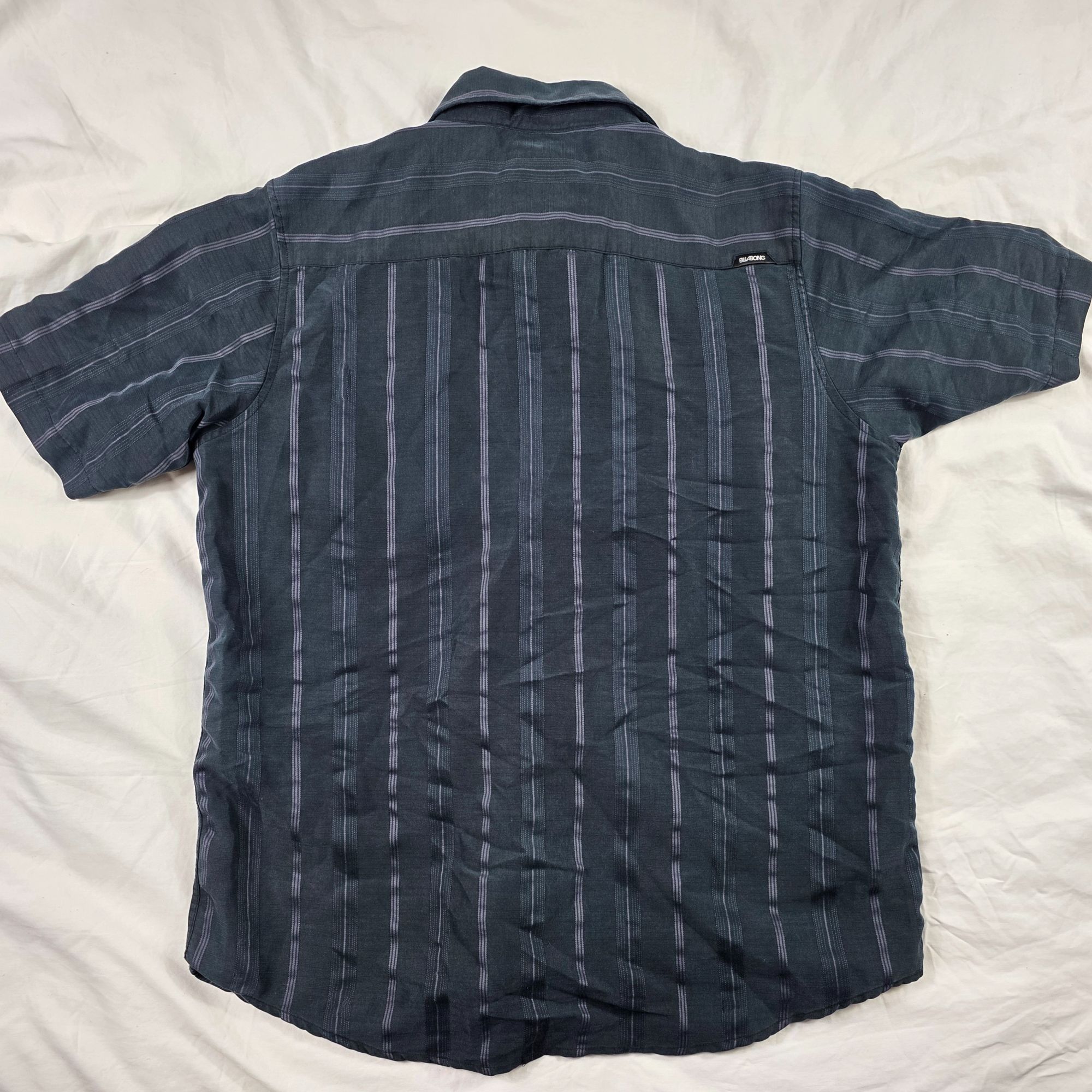 Billabong Billabong Mens Medium Striped Button Up Short Sleeve Black S Size US M / EU 48-50 / 2 - 2 Thumbnail