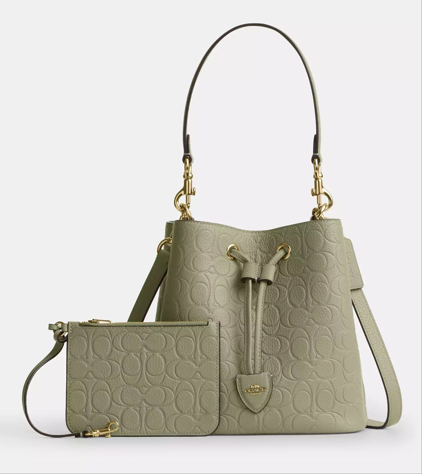 Coach Rowan Bucket Bag In Signature Leather CEA96 Gold/Pistachio Size ONE SIZE - 8 Thumbnail
