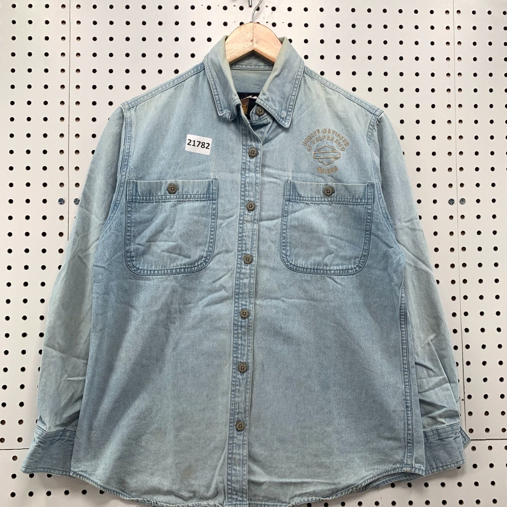Harley Davidson VINTAGE Harley-Davidson Button-Up Shirt Denim Blue Adult Small Embroidered Motorcycle 90s Mens Size US S / EU 44-46 / 1 - 2 Thumbnail