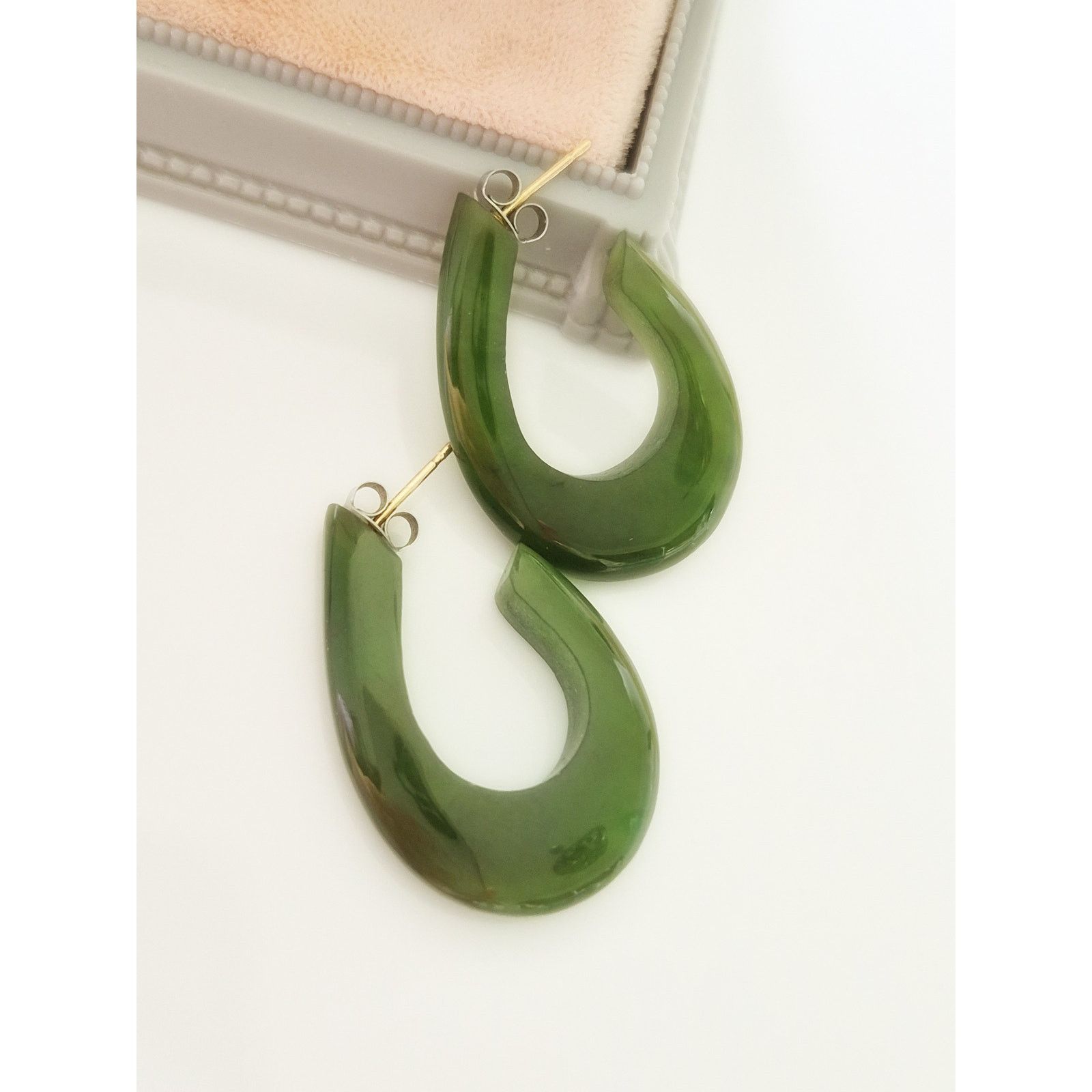 Other Vintage Jade J Hoop Earrings Size ONE SIZE - 2 Thumbnail