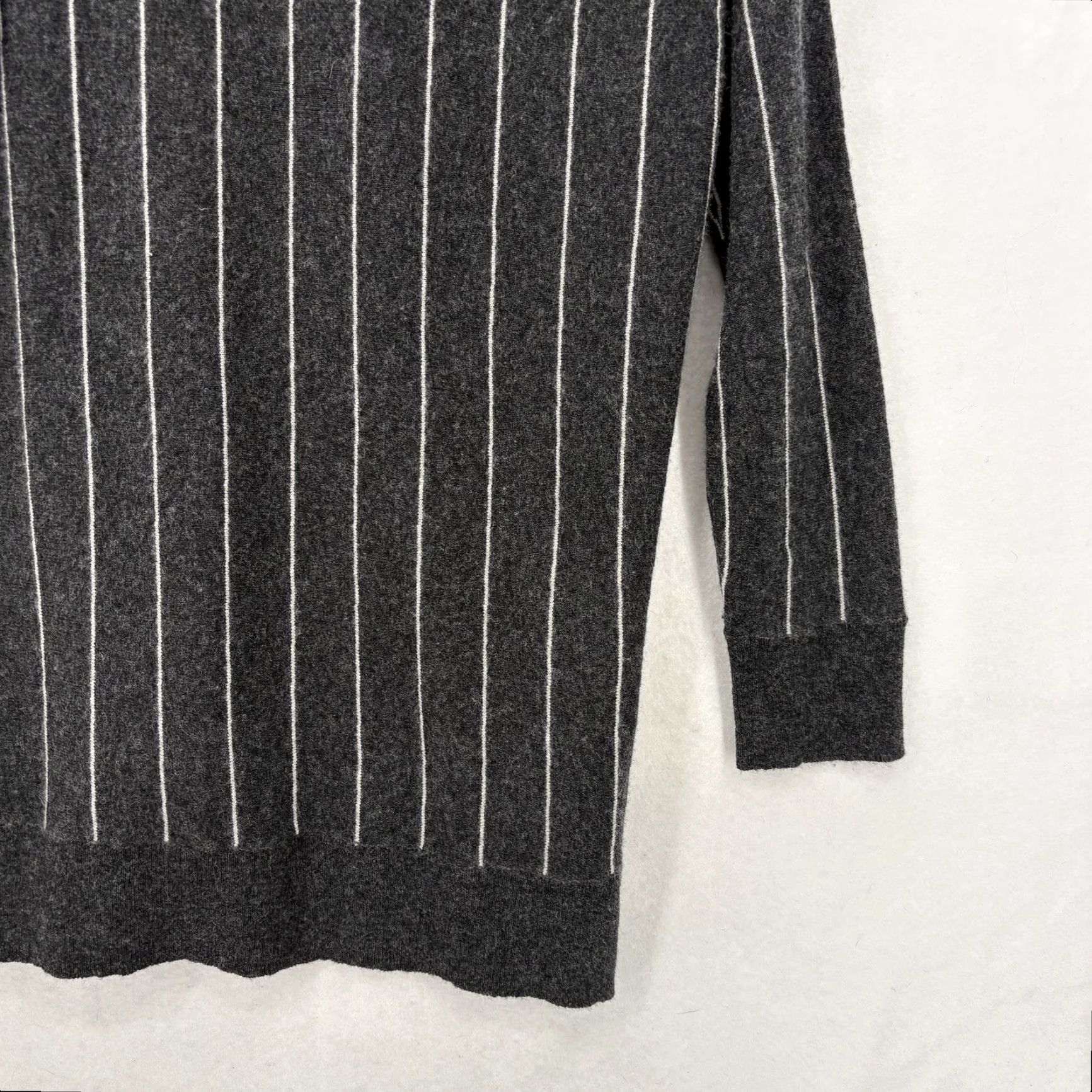 Lord & Taylor LORD & TAYLOR Sweater Tunic Womens Medium Gray Stripe Cowl Neck Cashmere Blend Size M / US 6-8 / IT 42-44 - 3 Thumbnail