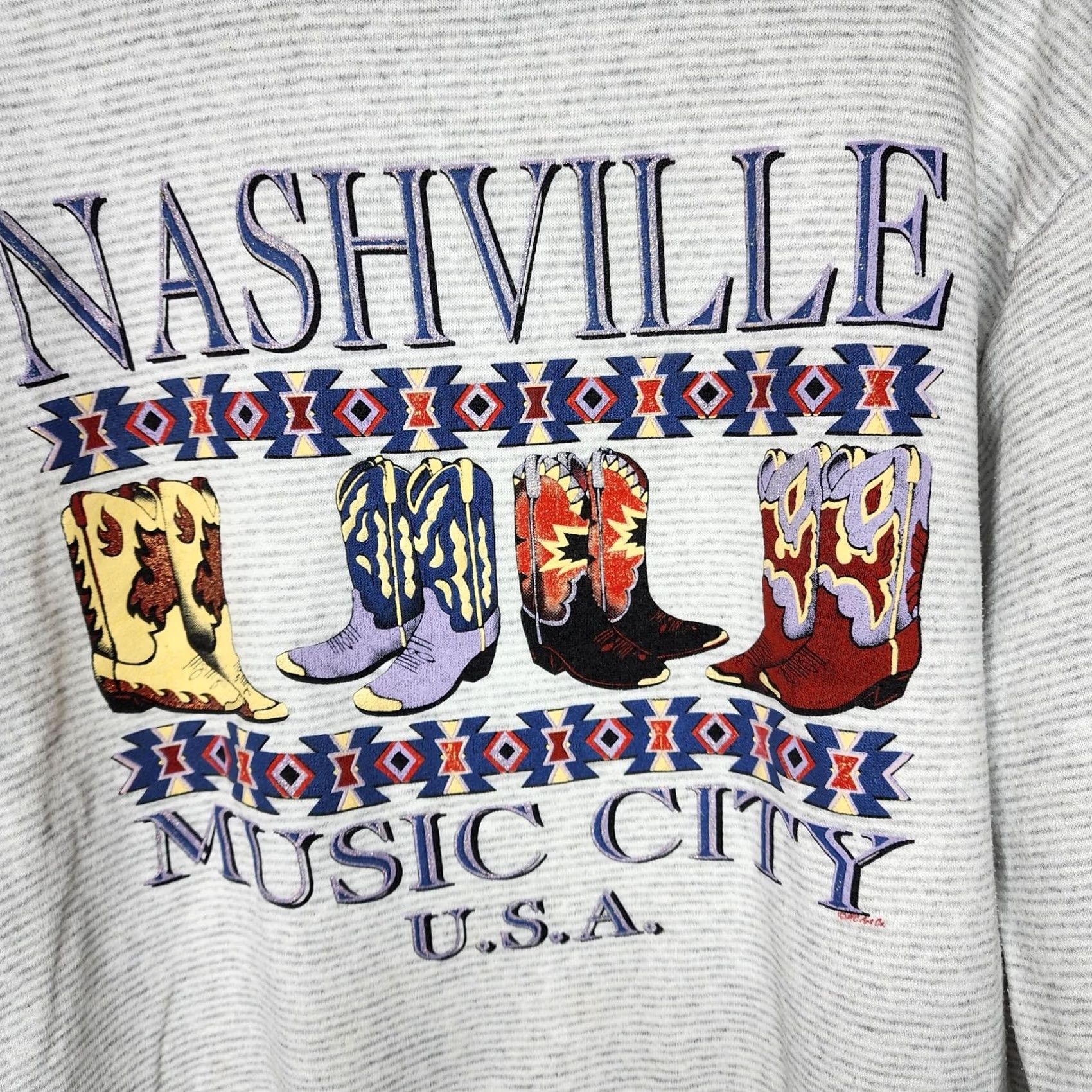 Vintage VINTAGE Premier Sportswear Nashville Music City USA Sweatshirt Mens Large Gray Cowboy Boots 90s Size US L / EU 52-54 / 3 - 3 Thumbnail