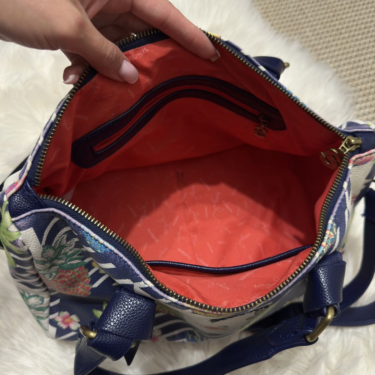 Designer Desigual borsa donna, fantasia blu su fondo bianco Size ONE SIZE - 6 Thumbnail