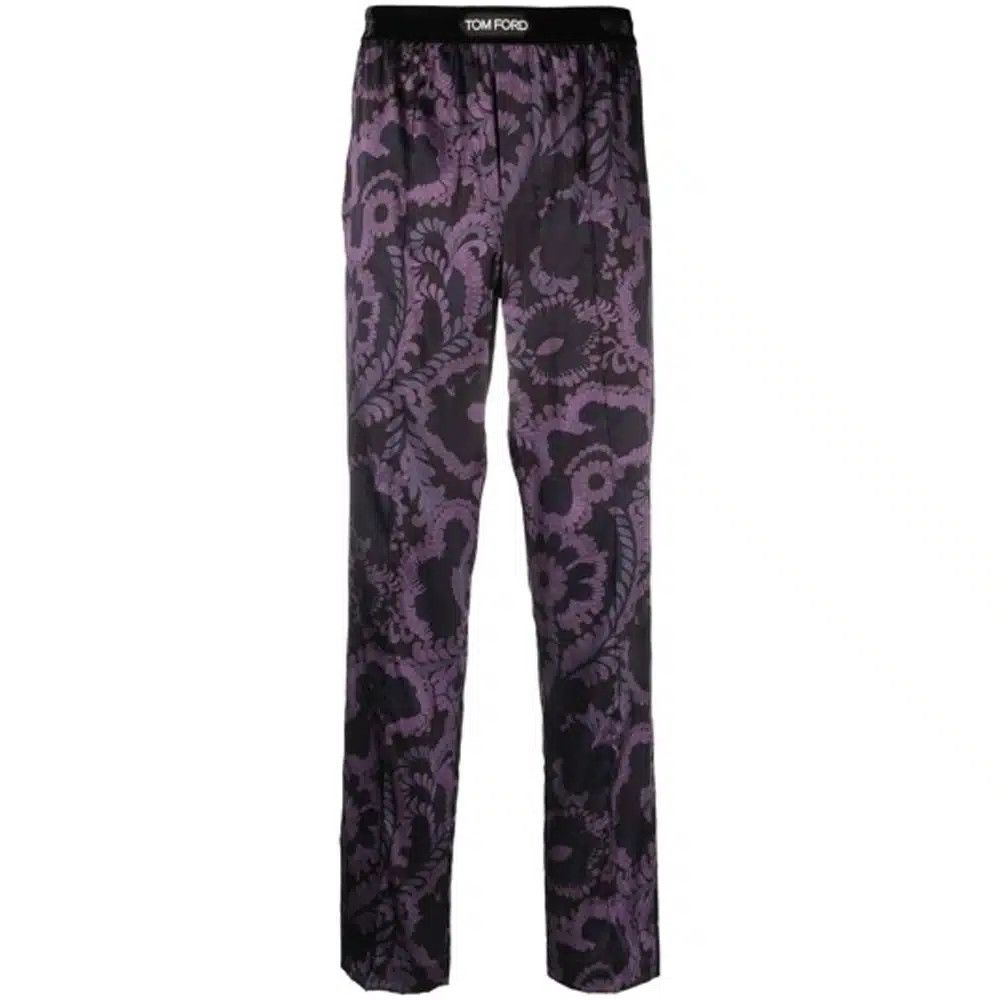 Tom Ford o1sndg1025 IST4H20 Silk Pajama Pant in Purple/Black Size US 32 / EU 48 - 1 Thumbnail