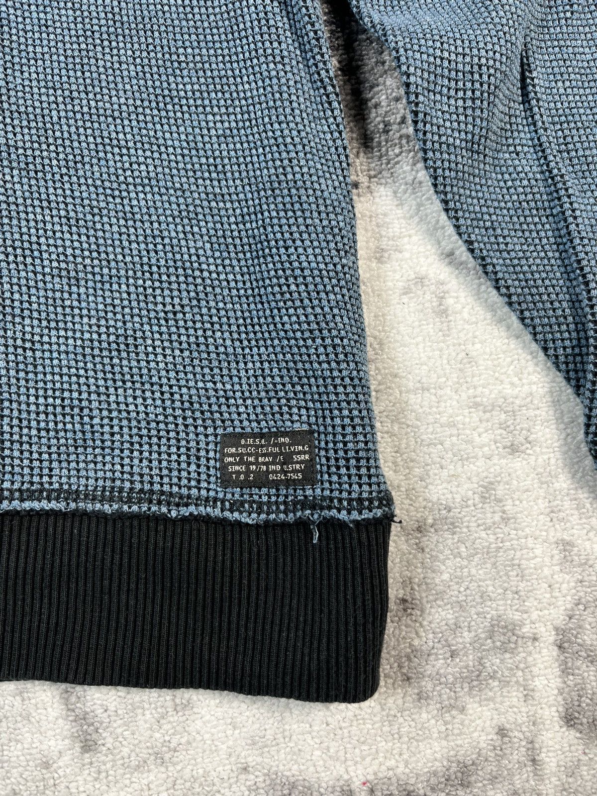 Diesel Diesel Waffle Knit Sweatshirt Blue Cotton Crew L Size US L / EU 52-54 / 3 - 4 Thumbnail