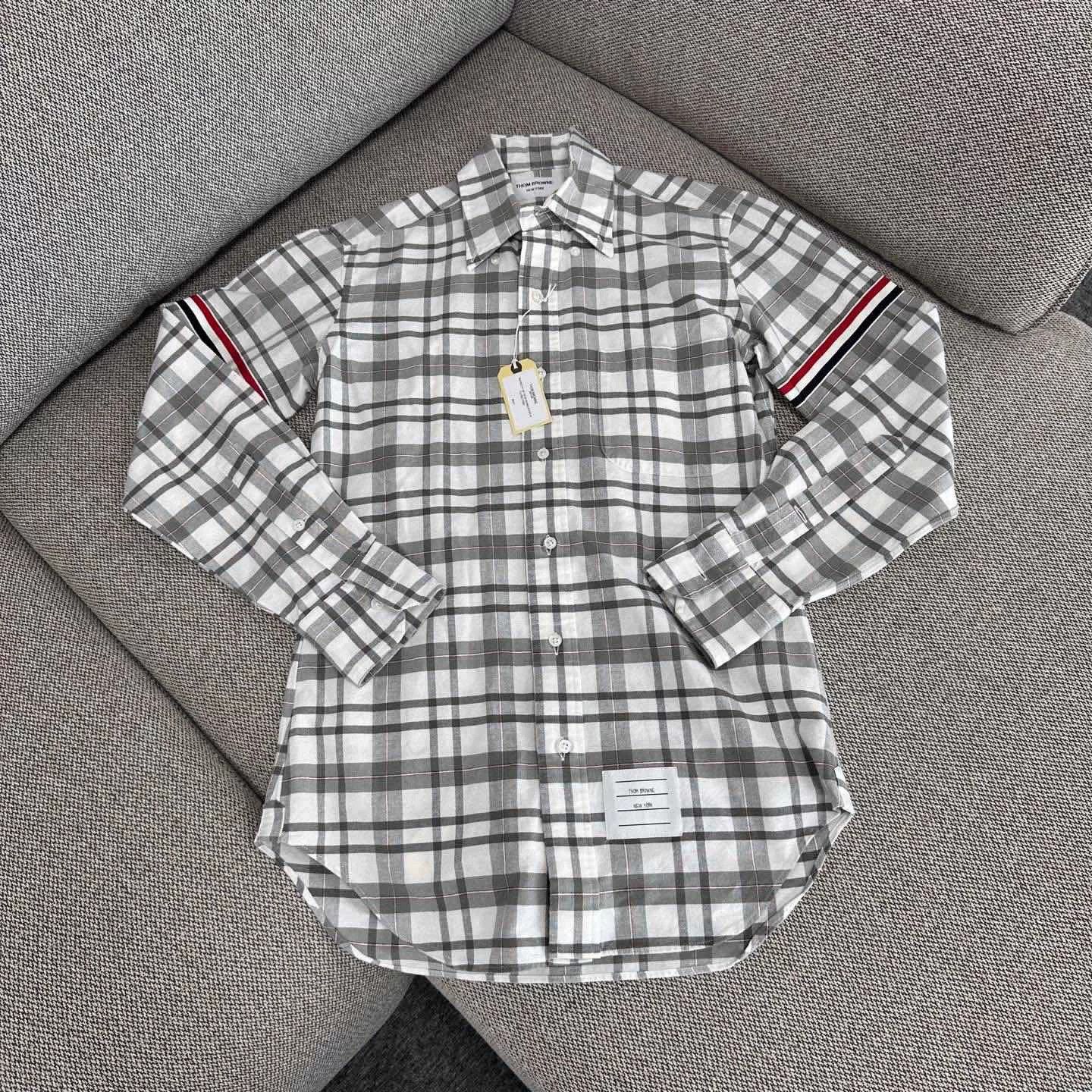 Thom Browne Thom Browne Gray Plaid Collar Button Shirt Size US XS / EU 42 / 0 - 1 Thumbnail