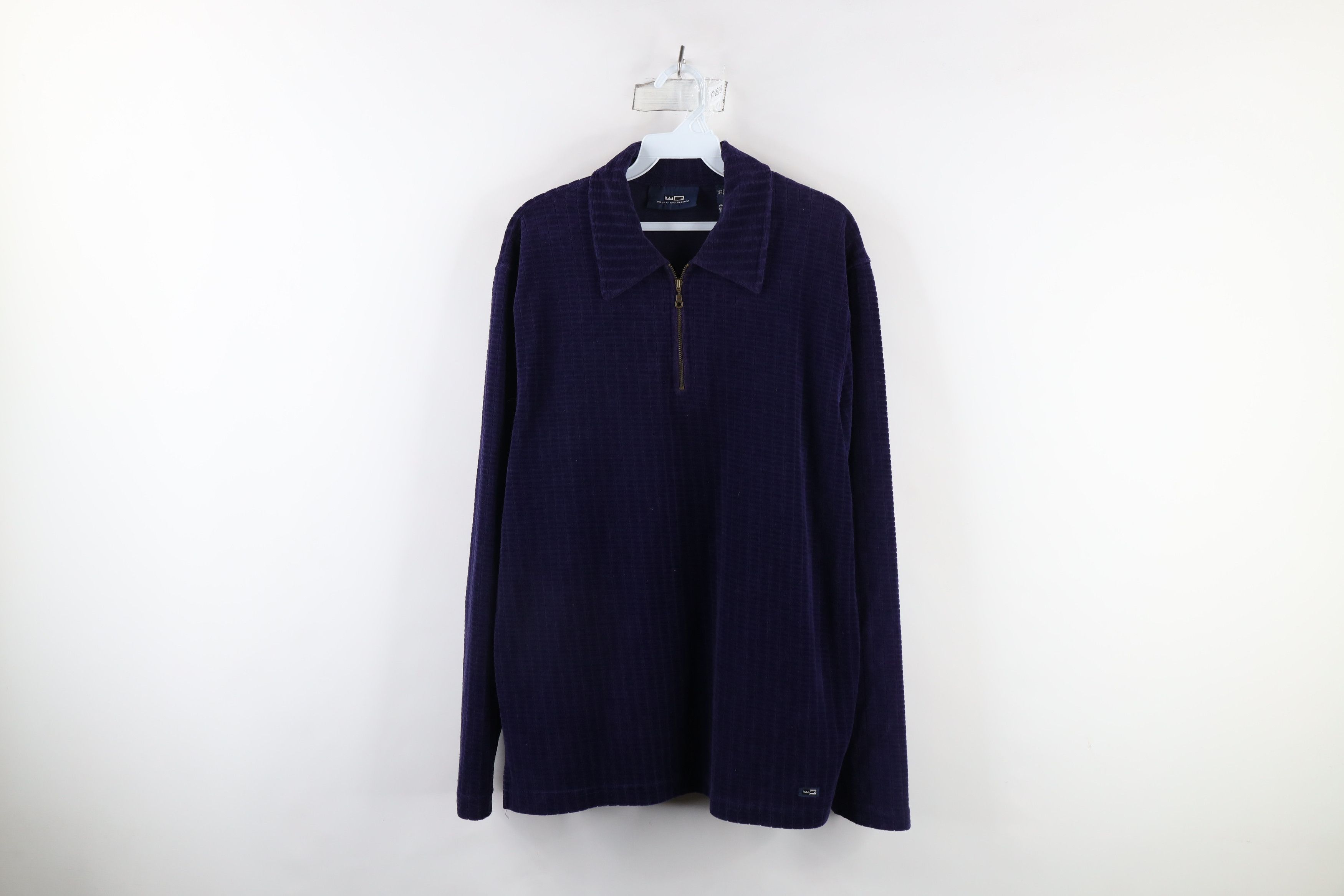 Vintage Vintage 90s Streetwear Velour Half Zip Pullover Polo Shirt Size US M / EU 48-50 / 2 - 1 Thumbnail