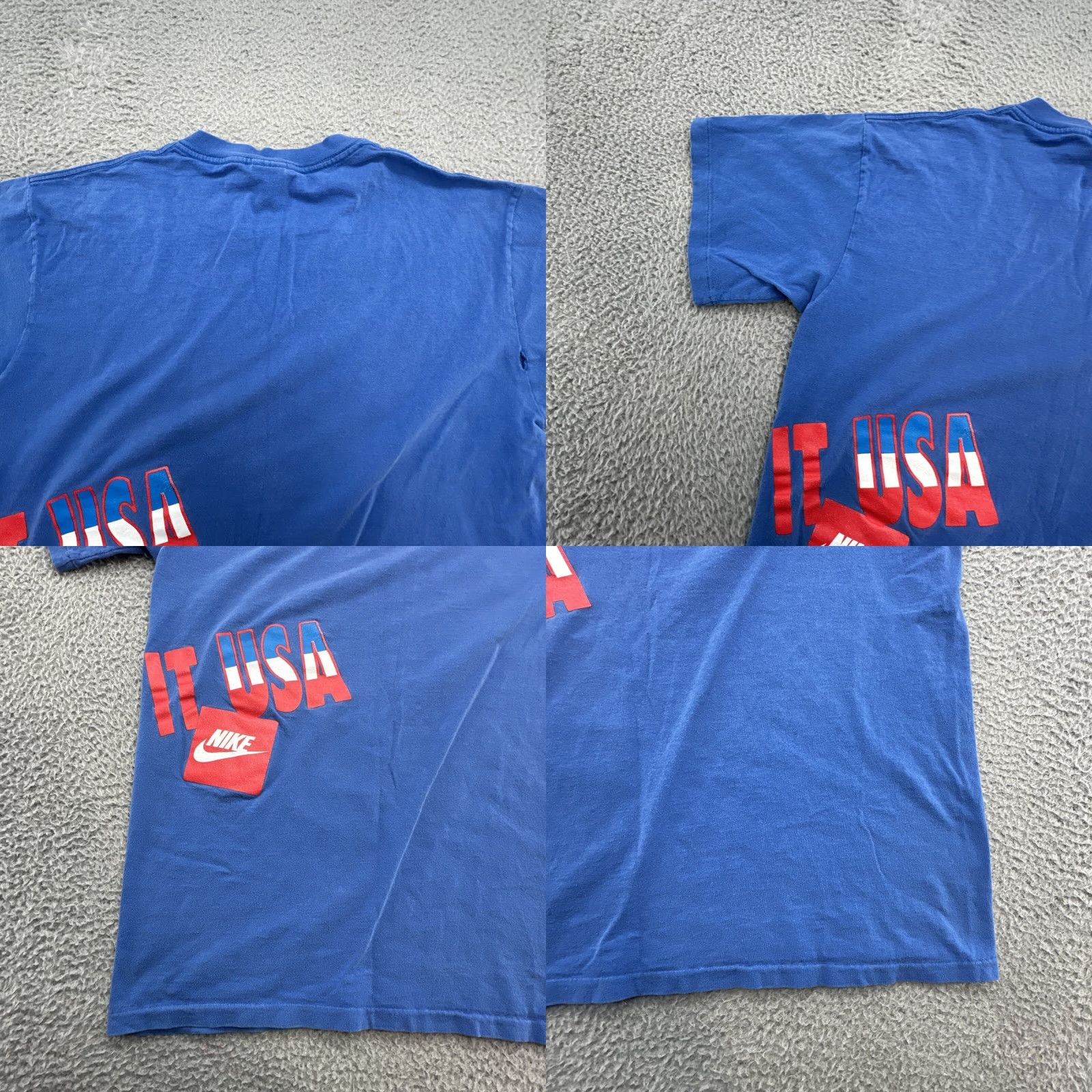 Nike VINTAGE Nike Just Do It T-Shirt Large Mens Blue 80s Made In USA Single Stitch Basketball Shirt Size US L / EU 52-54 / 3 - 10 Thumbnail