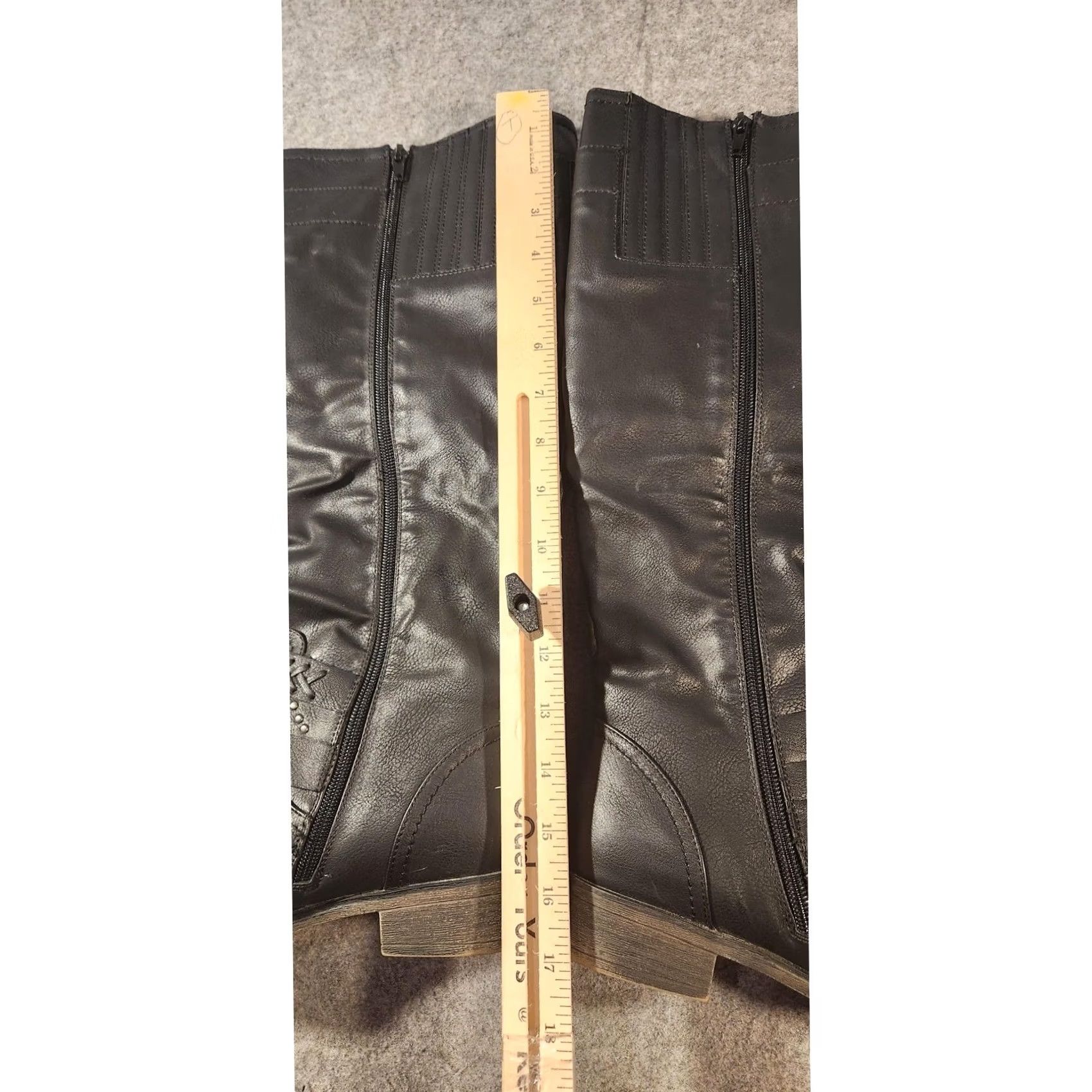 XOXO XOXO Makena Boots Womens 8.5 Black Knee High Biker Buckle Strap Zip Size US 9 / IT 39 - 5 Thumbnail