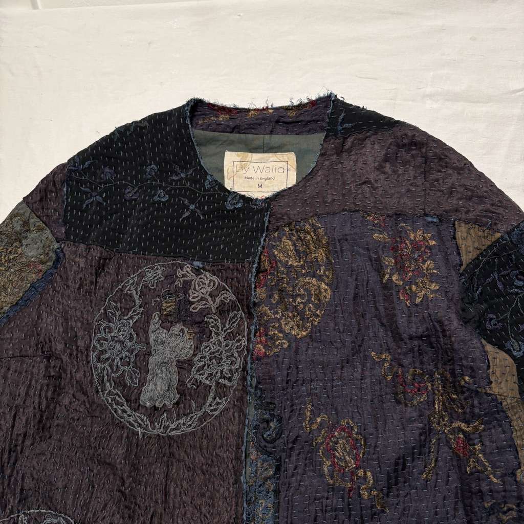 By Walid By Walid Frayed Boro Patchwork Silk Jacket Dark Blue M Size M / US 6-8 / IT 42-44 - 2 Thumbnail
