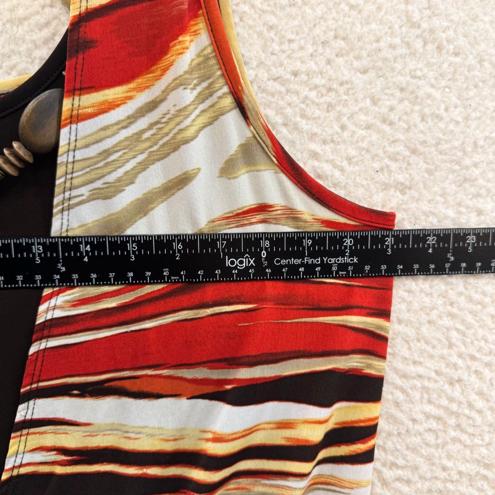 Vintage VINTAGE ABG Boho Shirt Womens XL Orange Brown Striped Slinky Stretch Bohemian Brown Size XL / US 12-14 / IT 48-50 - 5 Thumbnail