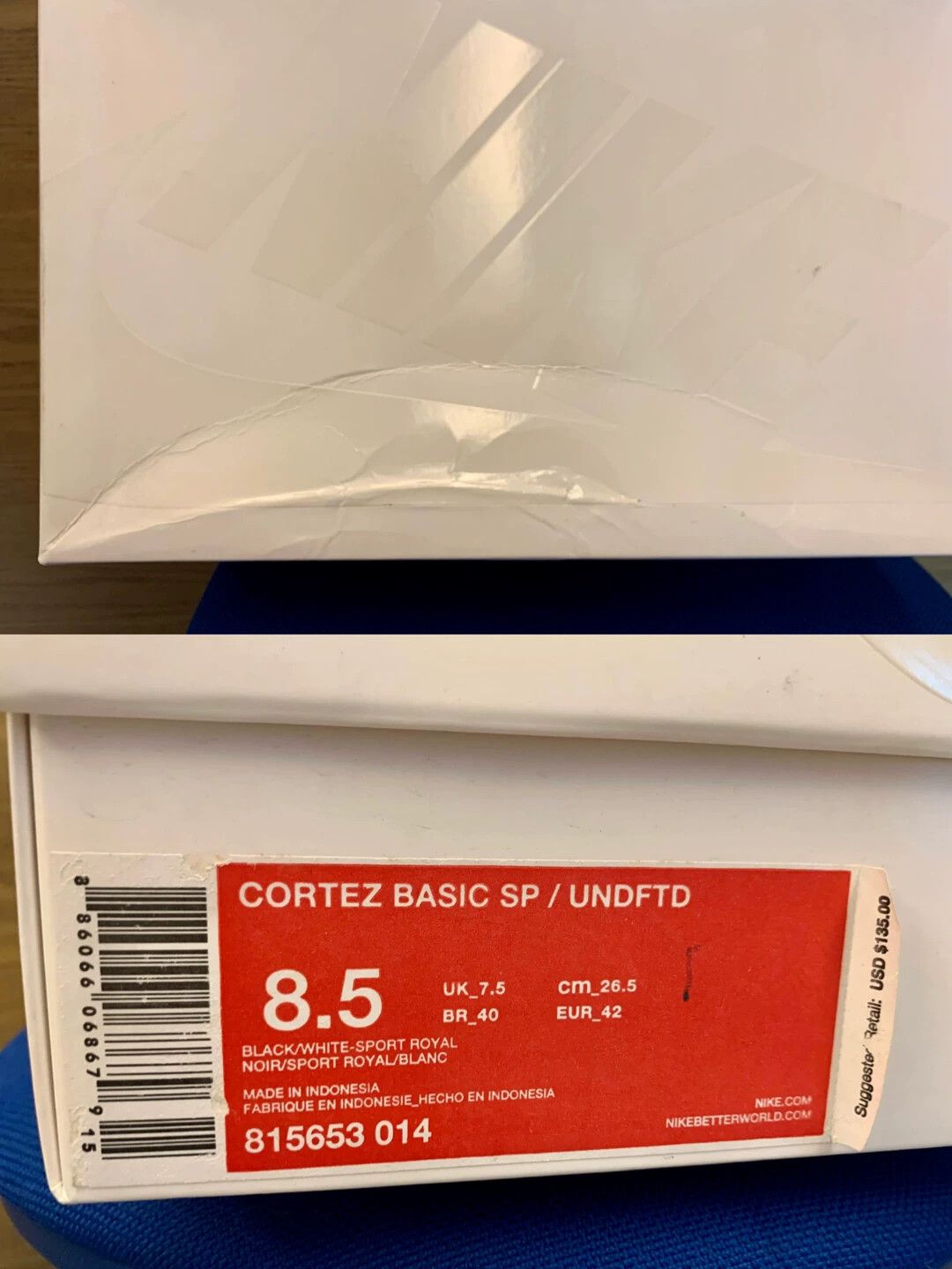 Nike Undefeated x NikeLab LA Cortez Basic SP Klein Blue 42 Size US 9 / EU 42 - 7 Thumbnail