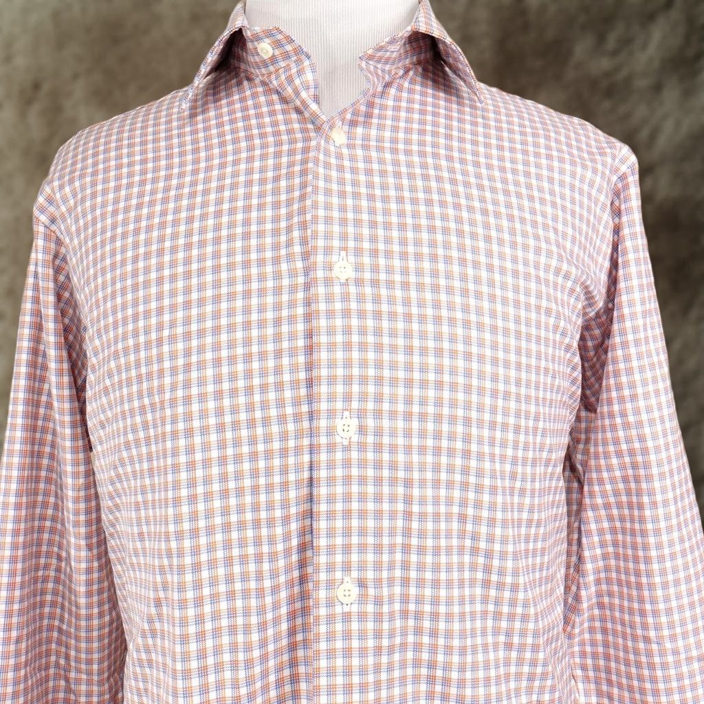 David Donahue David Donahue Dress Shirt Mens 16.5 34/35 Regular Check Cotton Shirt Size 46R - 1 Thumbnail