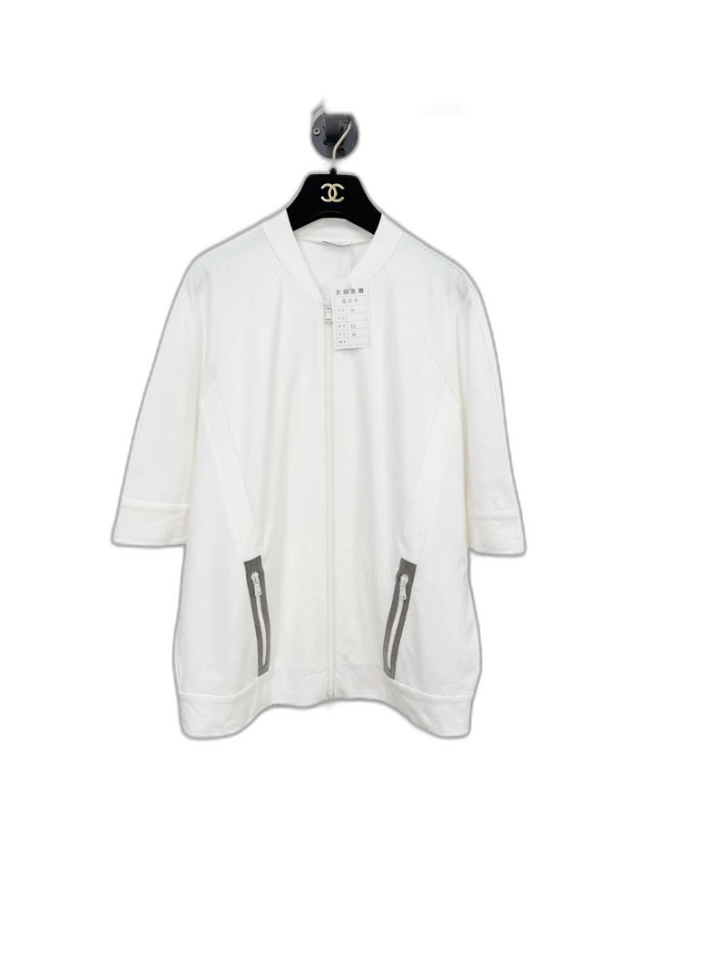 Brunello Cucinelli Brunello Cucinelli White Zip Jacket Size M / US 6-8 / IT 42-44 - 1 Thumbnail
