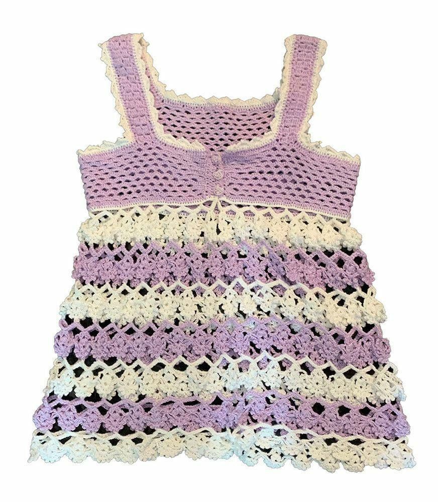 Designer New White And Purple Crocheted Blouse S Size S / US 4 / IT 40 - 4 Thumbnail