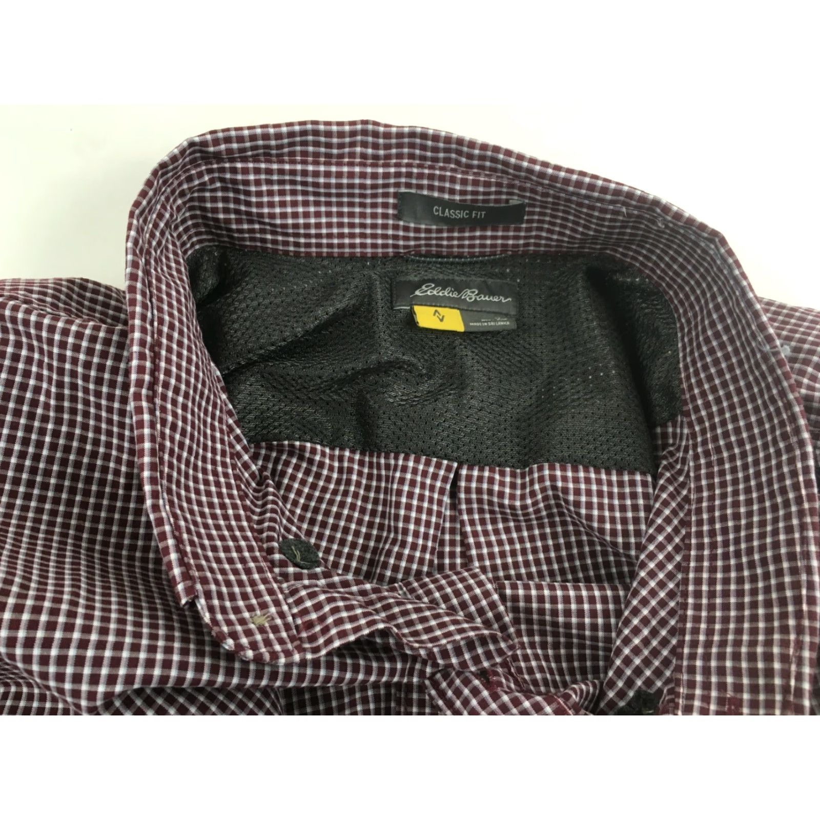 Eddie Bauer Eddie Bauer Shirt Men's XL Maroon White Check Button-Down Long Sleeve Classic Fit Size US XL / EU 56 / 4 - 4 Thumbnail