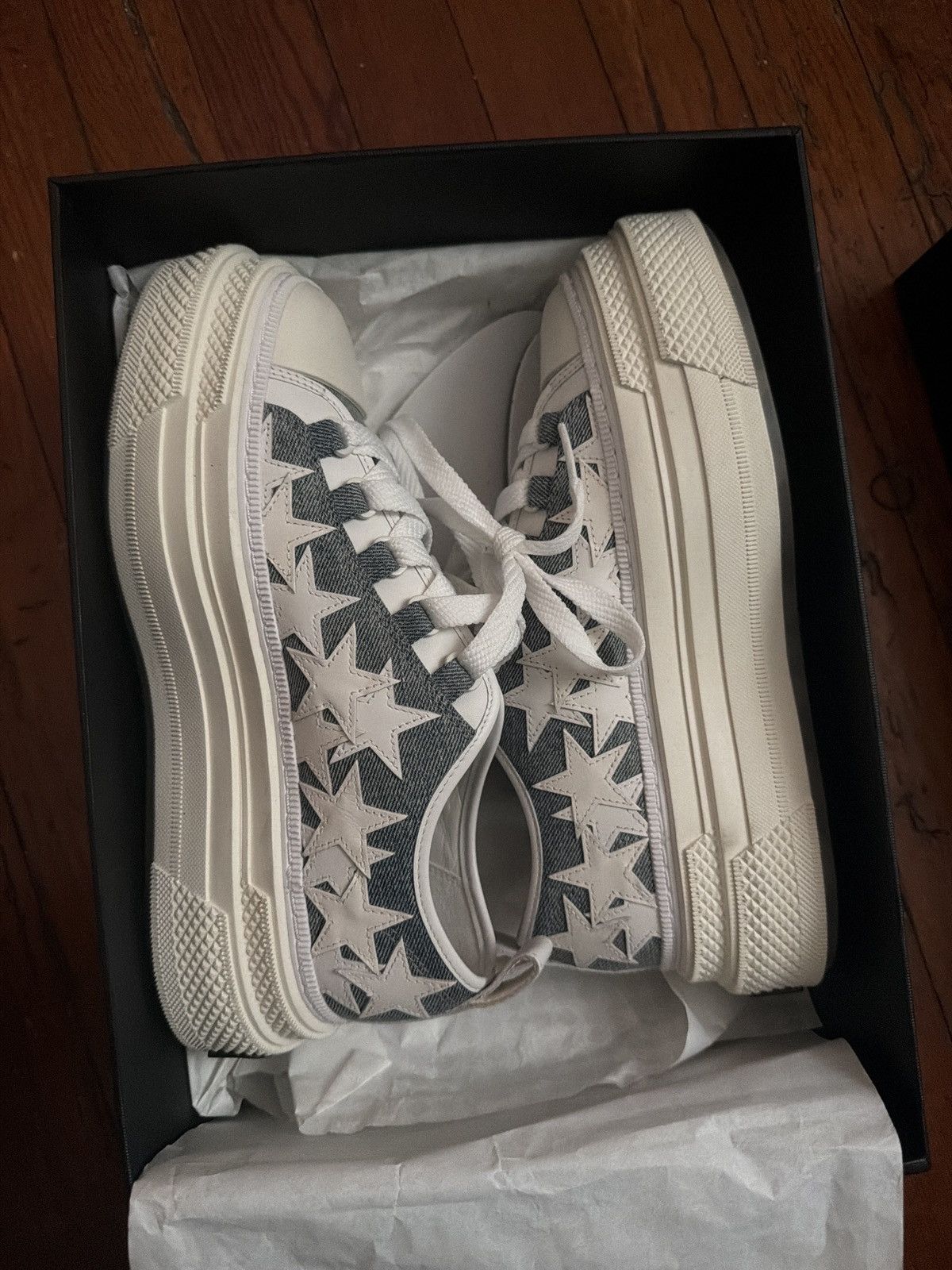 Amiri amiri platform denim stars court low Size US 8 / EU 41 - 5 Thumbnail