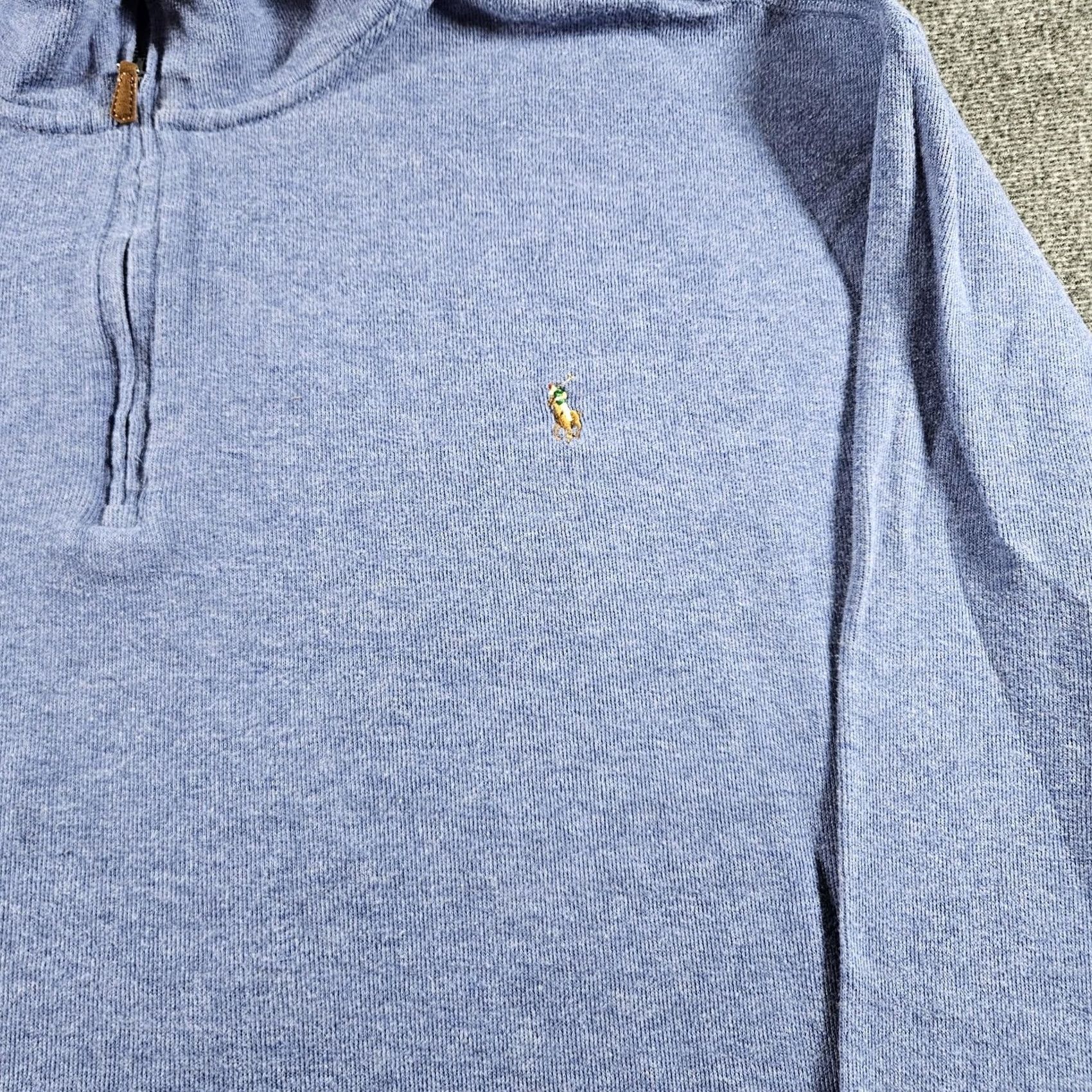 Polo Ralph Lauren Polo Ralph Lauren Sweater Mens Big 4X Blue Estate Rib 1/4 Zip Mock Neck Pullover Size US XXL / EU 58 / 5 - 3 Thumbnail