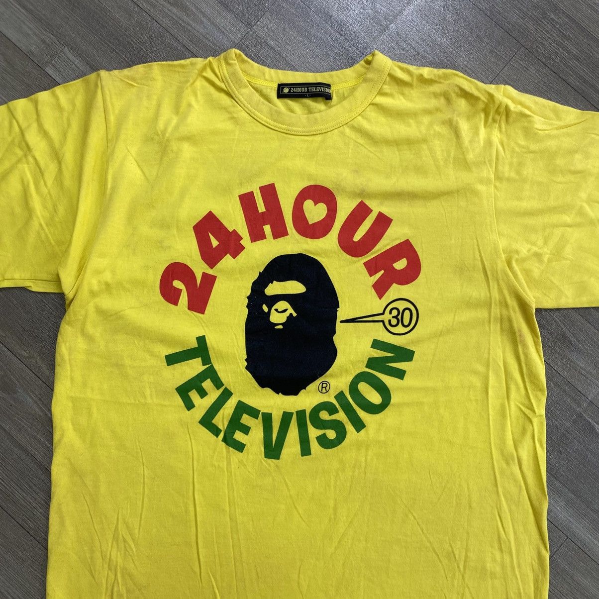 Bape Vintage Bape x 24 Hour Television Iconic Logo Yellow Tee Size US L / EU 52-54 / 3 - 2 Thumbnail
