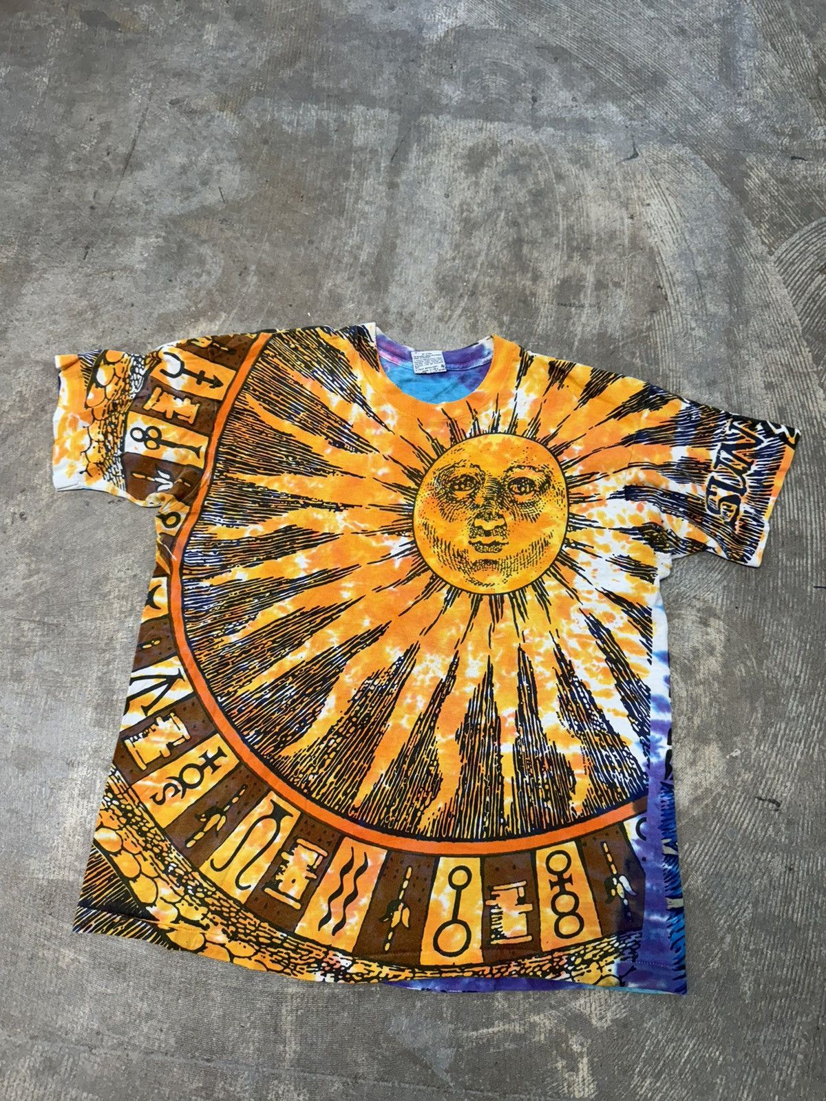 image of Vintage 90's 1992 Liquid Blue Sun & Moon All Over Print Shirt in Tye Dye, Men's (Size XL)