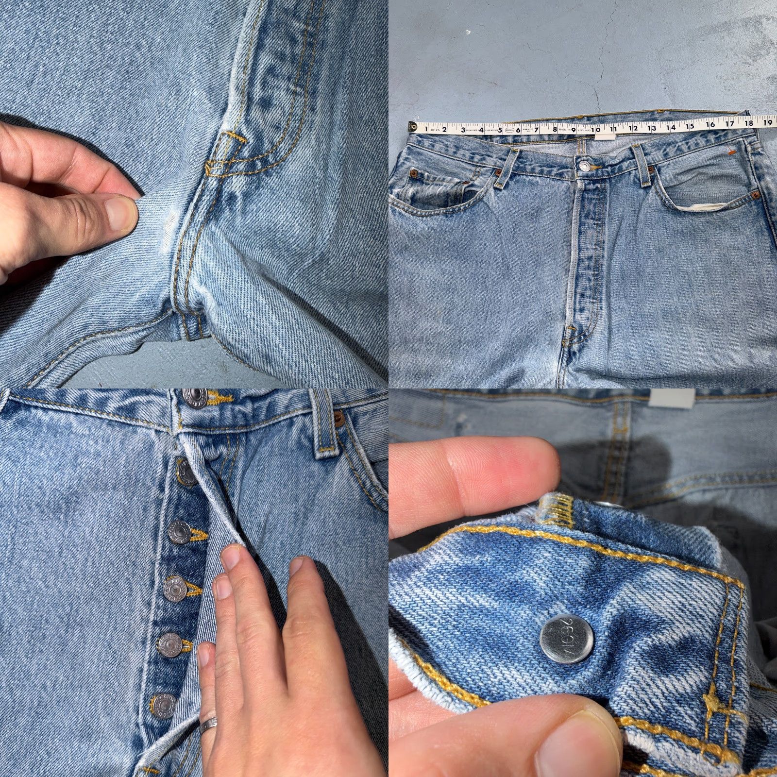 Levi's VINTAGE Levi's 501 Jeans 90s XX Straight Leg Blue Light Wash 38x34 Mens Size US 38 / EU 54 - 8 Thumbnail