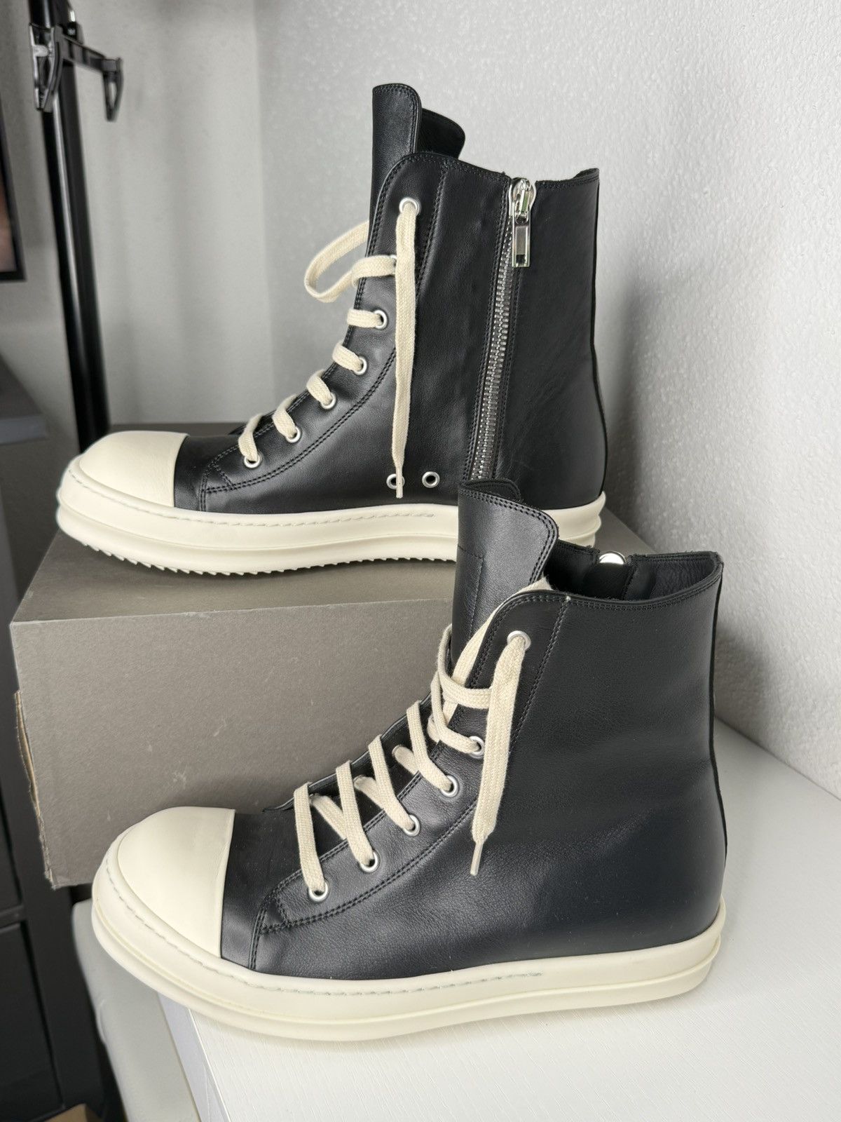 Rick Owens Rick Owens Leather High Black Milk Size US 10 / EU 43 - 7 Thumbnail