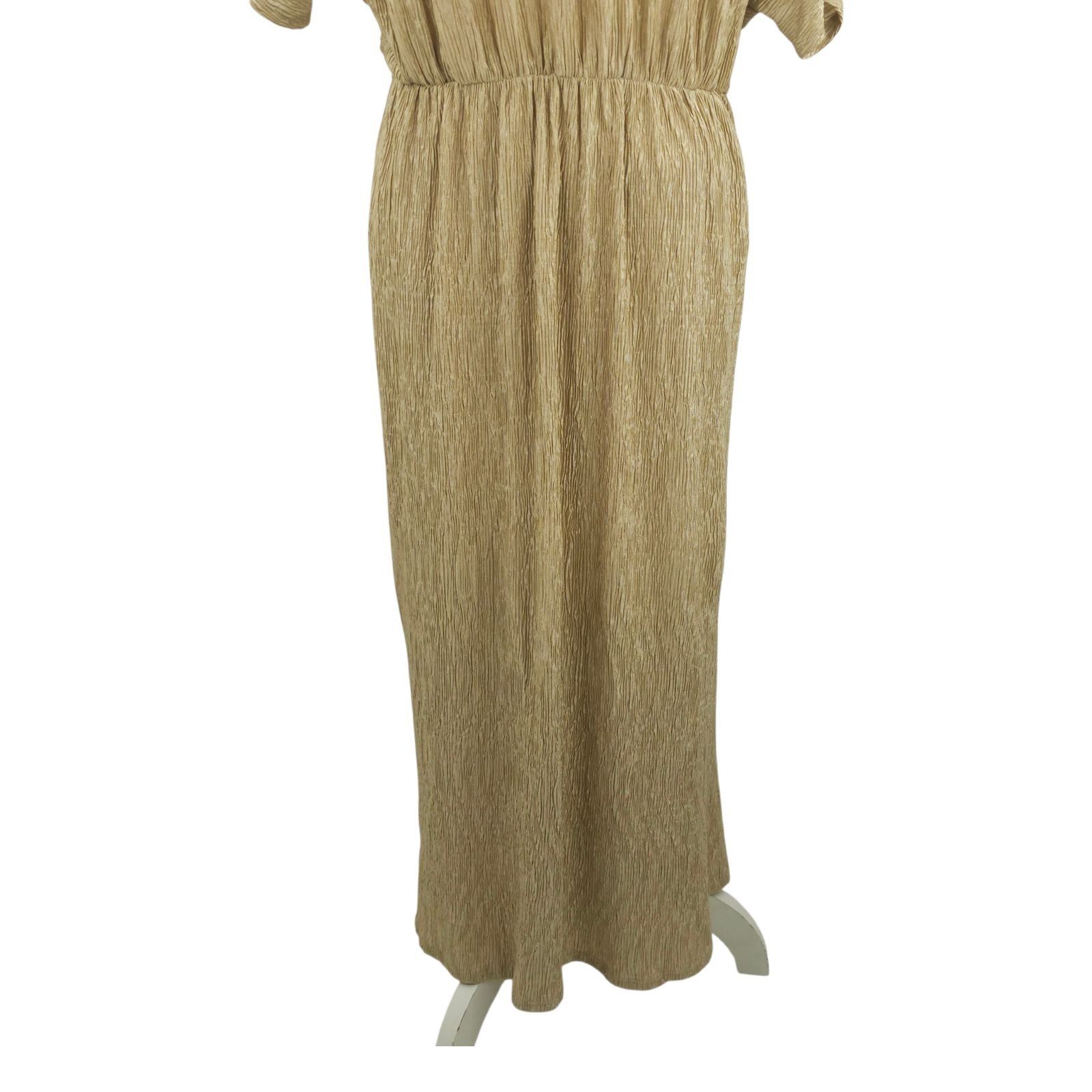 Other Jodifl Dress L Metallic Gold Shimmer Cross Front Maxi Slits Size L / US 10 / IT 46 - 21 Thumbnail