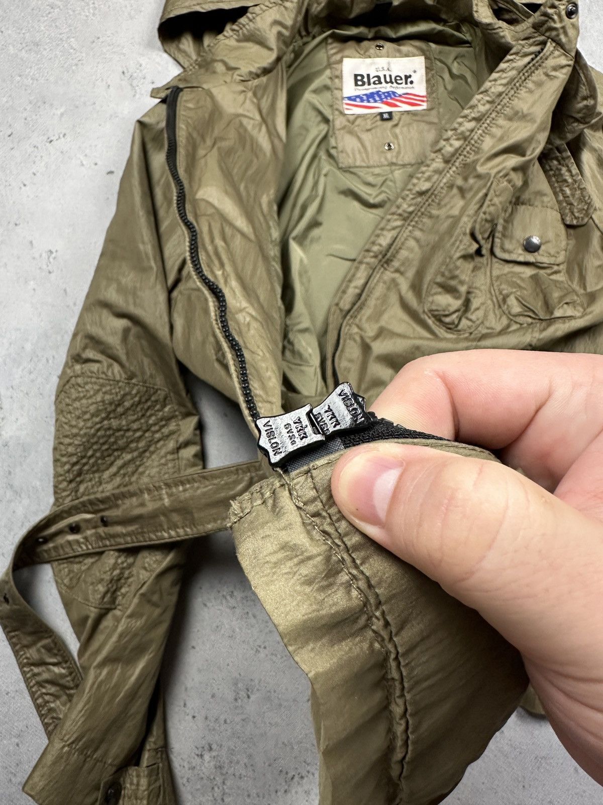Alpha Industries Blauer USA Military-Style Hooded Belted Nylon Jacket 90s y2k Size XL / US 12-14 / IT 48-50 - 18 Thumbnail