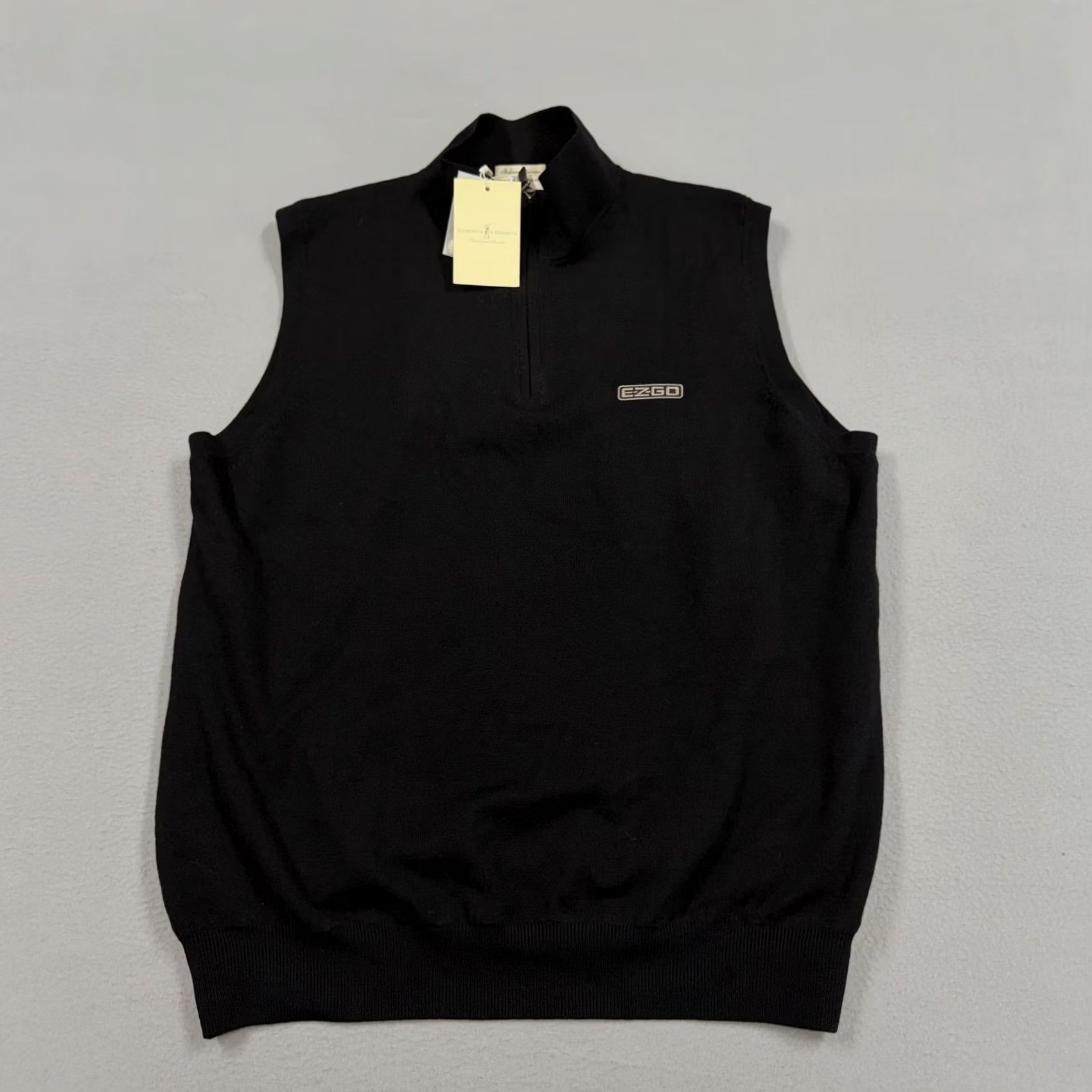 Vintage Fairway & Greene Sweater Vest Mens L Black 1/4 Zip Mock Neck Golf EZGO Size US L / EU 52-54 / 3 - 2 Thumbnail
