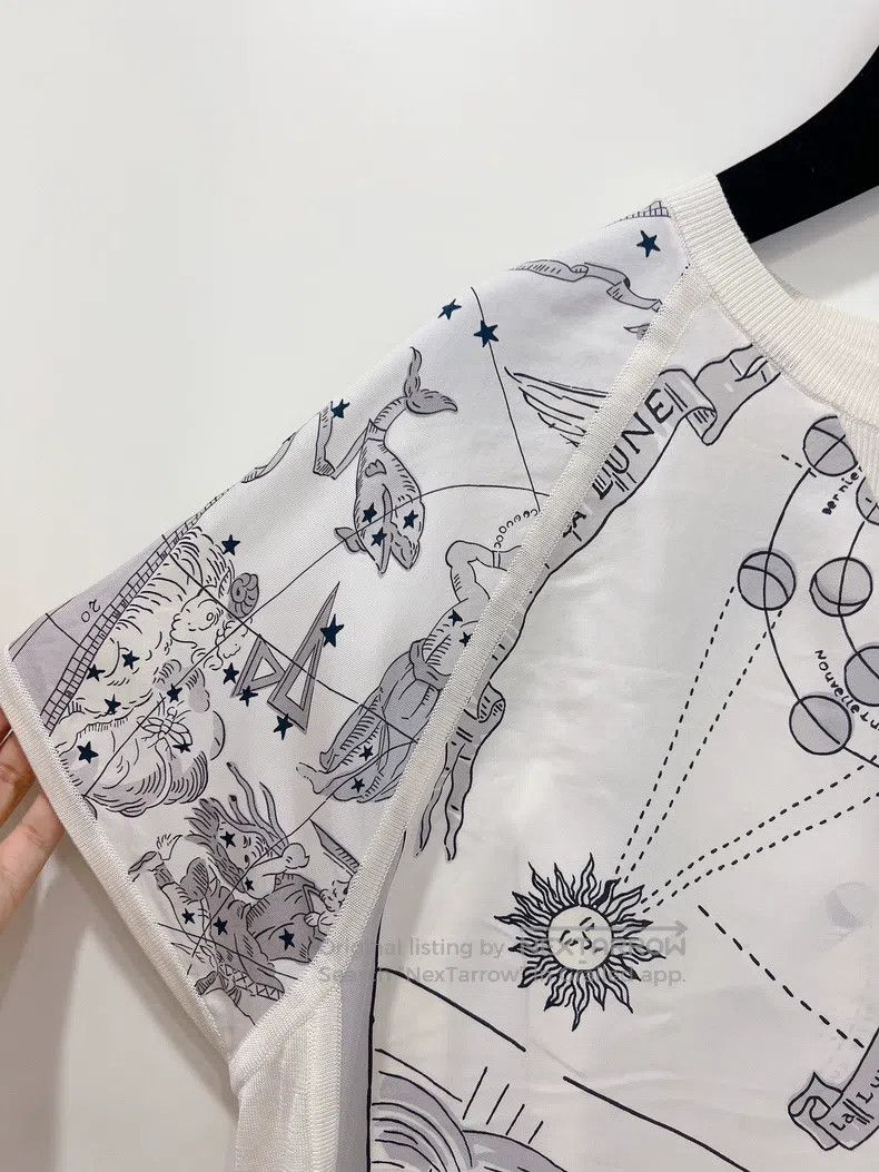 Hermes Hermes White and Grey Constellation Star Chart Silk Printe Size XS / US 0-2 / IT 36-38 - 4 Thumbnail