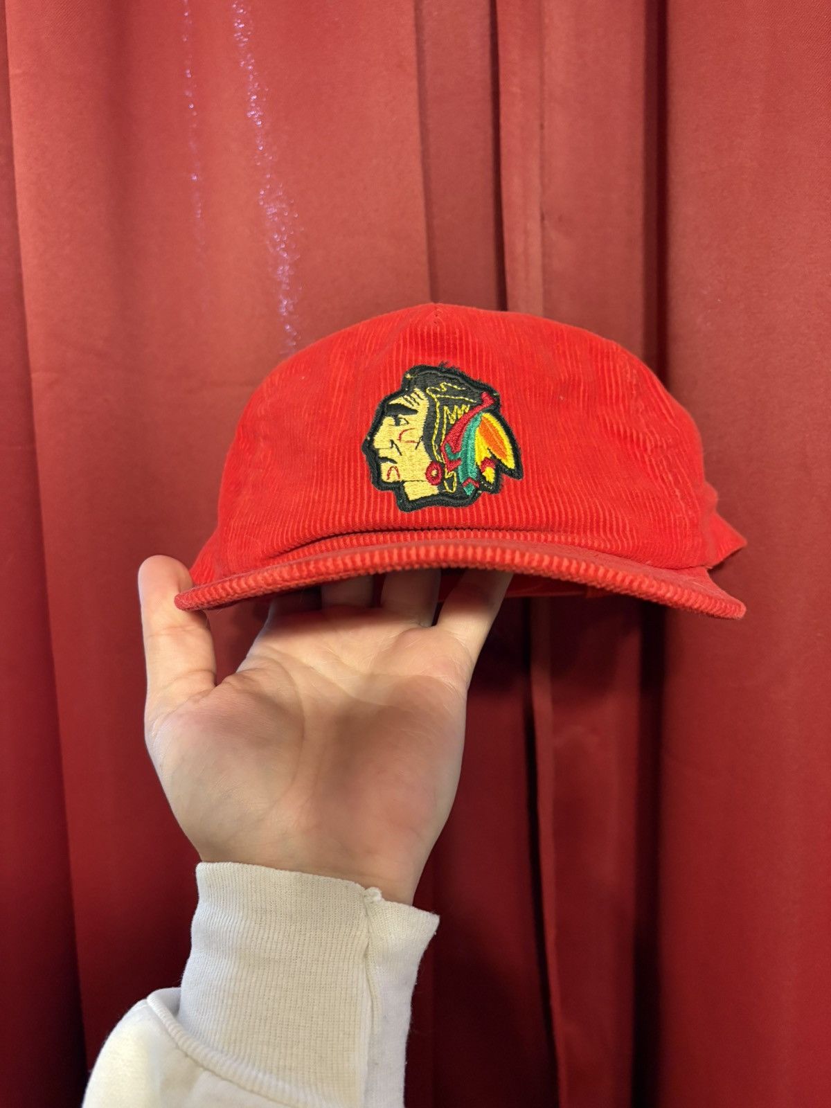 NHL Vintage Chicago Blackhawks Hat 90’s Corduroy Hockey Grail Size ONE SIZE - 1 Thumbnail