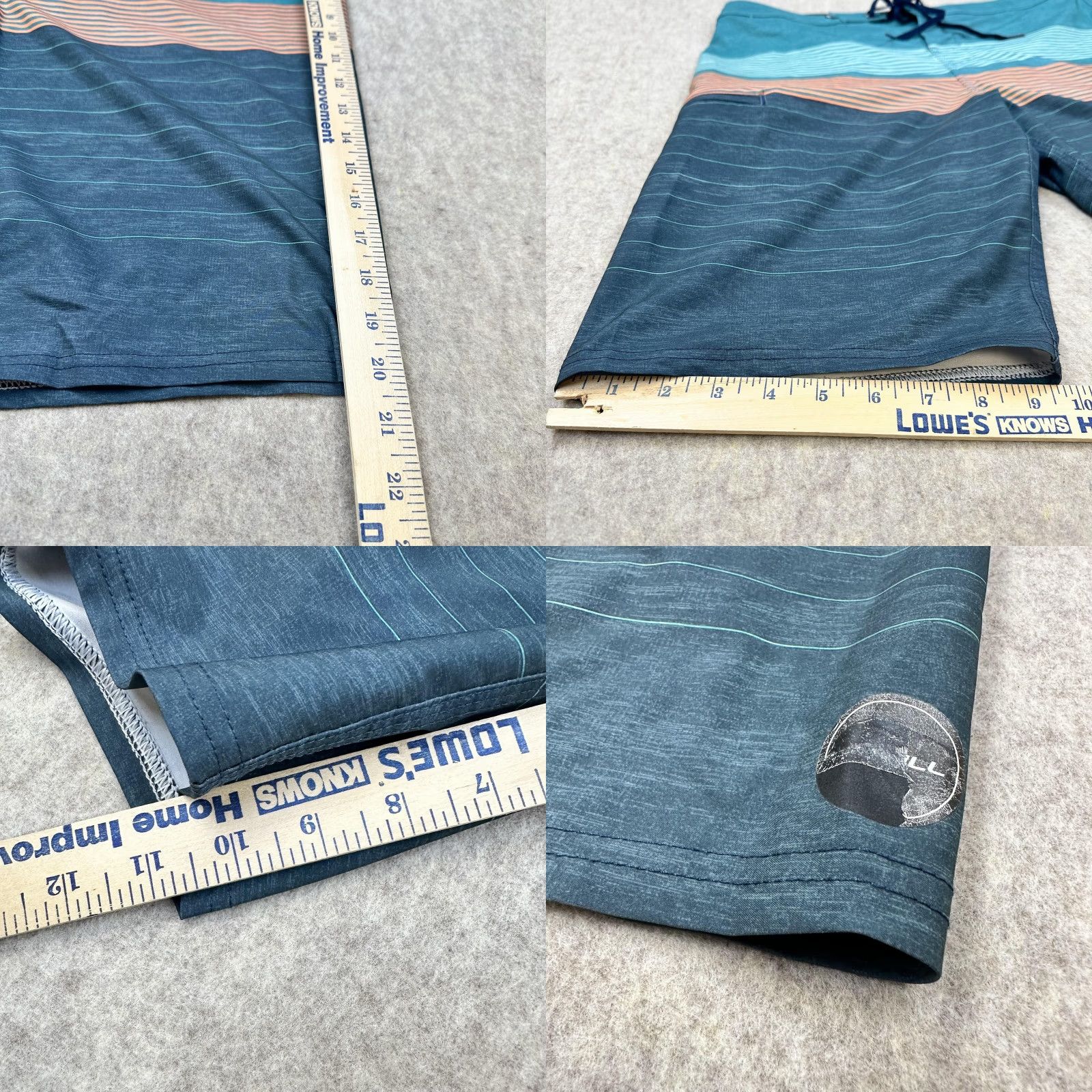 O'Neill O'Neill Hyperfreak Mens 32 Blue Teal Board Shorts Swim Trunks Stretch Striped Drawstring Back Pocket Polyester Spandex Surf Beach Summer Mens Size US 32 / EU 48 - 8 Thumbnail