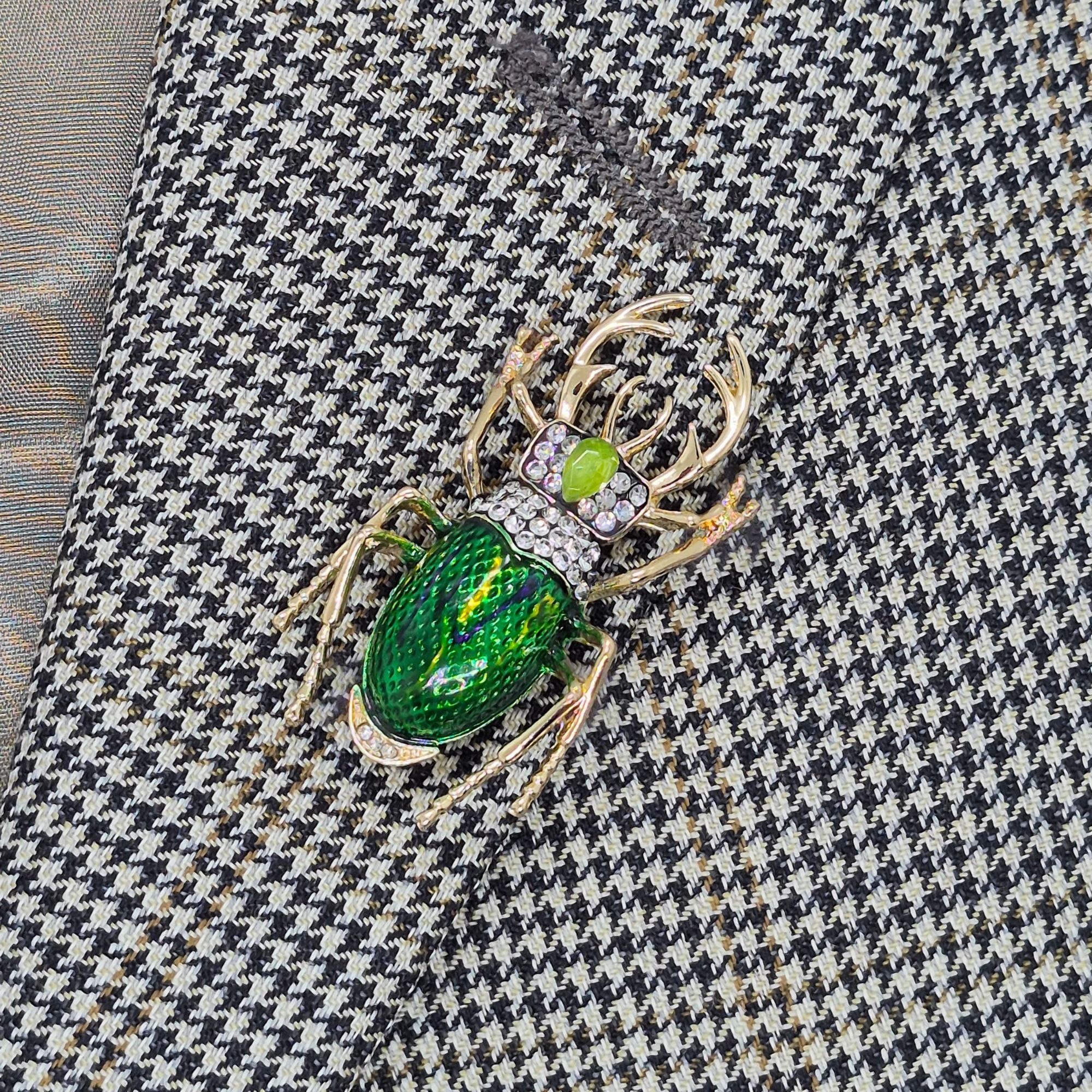 Other ⭐Emerald Green Enamel Beetle Insect Brooch Pin Sparkly Rhine Size ONE SIZE - 1 Thumbnail
