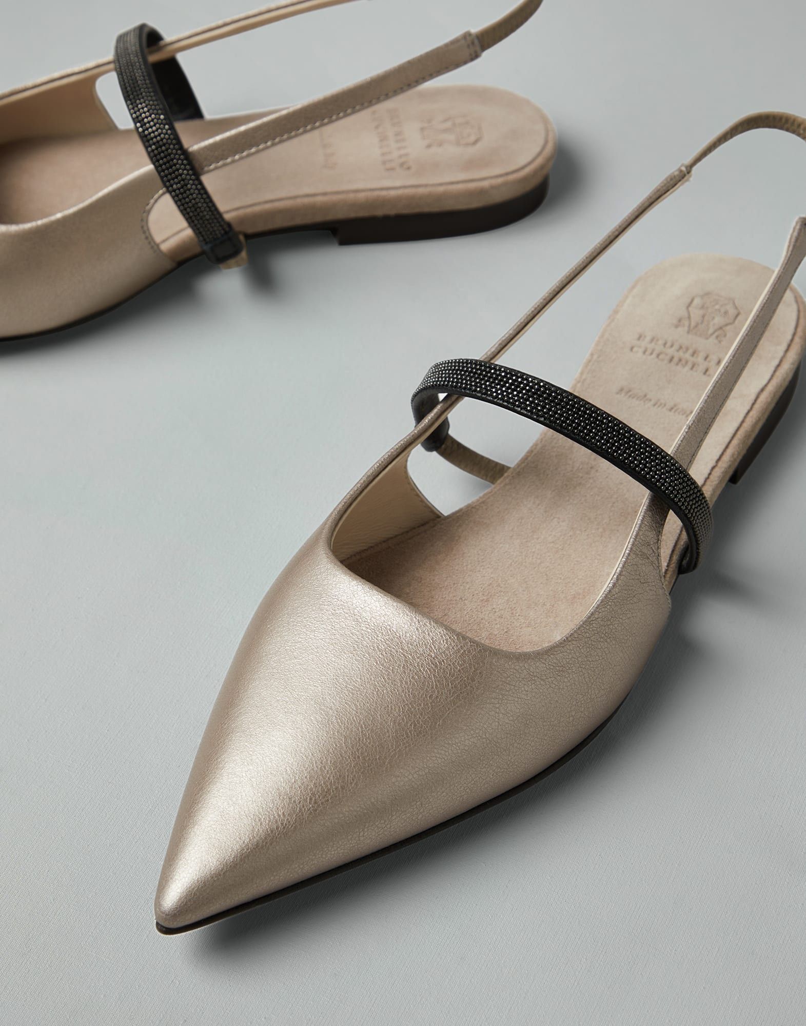 Brunello Cucinelli o1w1db10825 Pair Of Ballet Flats in Natural/Golden Size US 10 / IT 40 - 4 Thumbnail