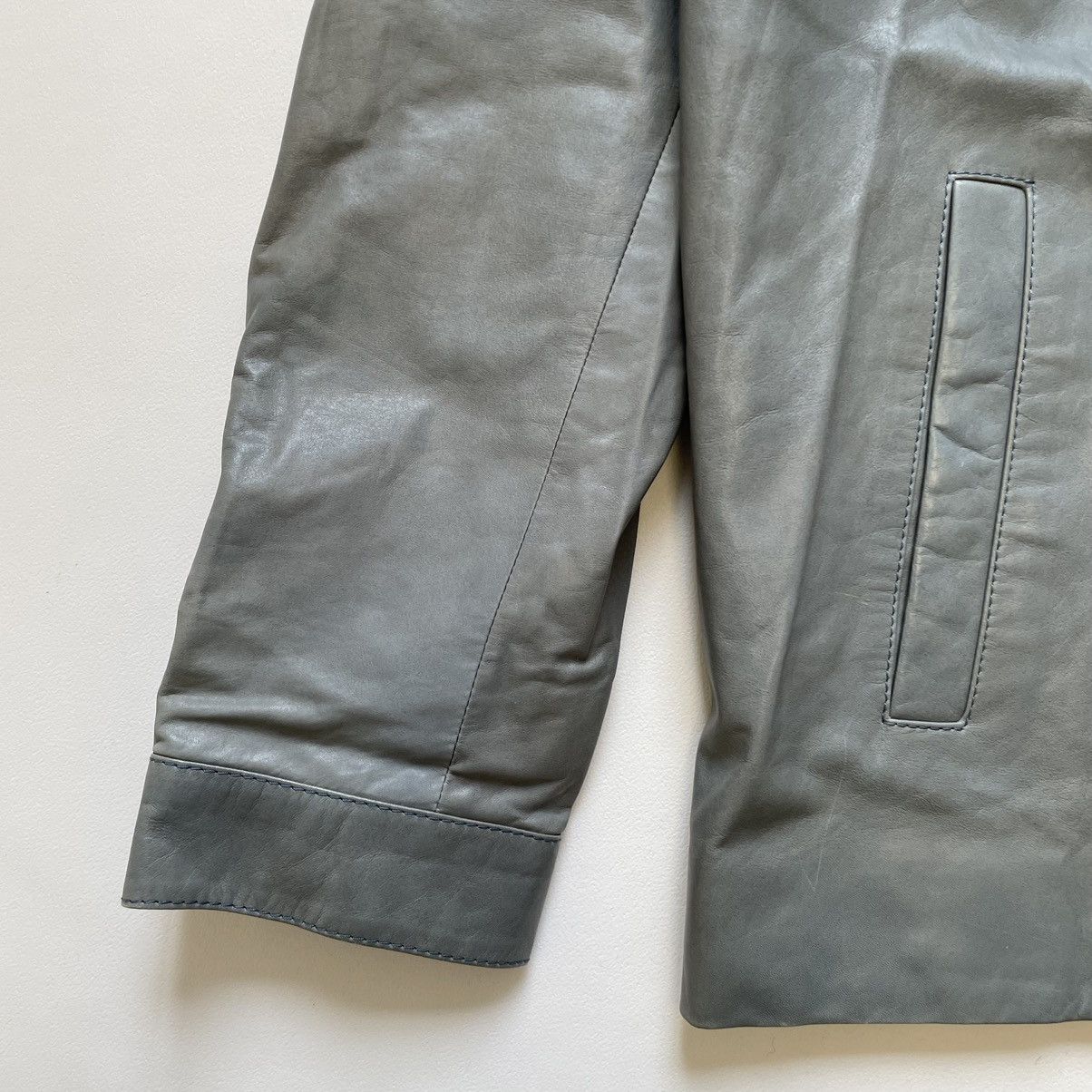 Prada Mid 2000s Powder Blue Treated Leather Jacket Size US M / EU 48-50 / 2 - 7 Thumbnail