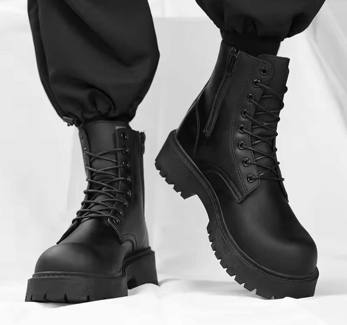 Japanese Brand Chunky Combat Boots • Cyber Grunge Platform Tactical Boots Size US 9.5 / EU 42-43 - 2 Thumbnail