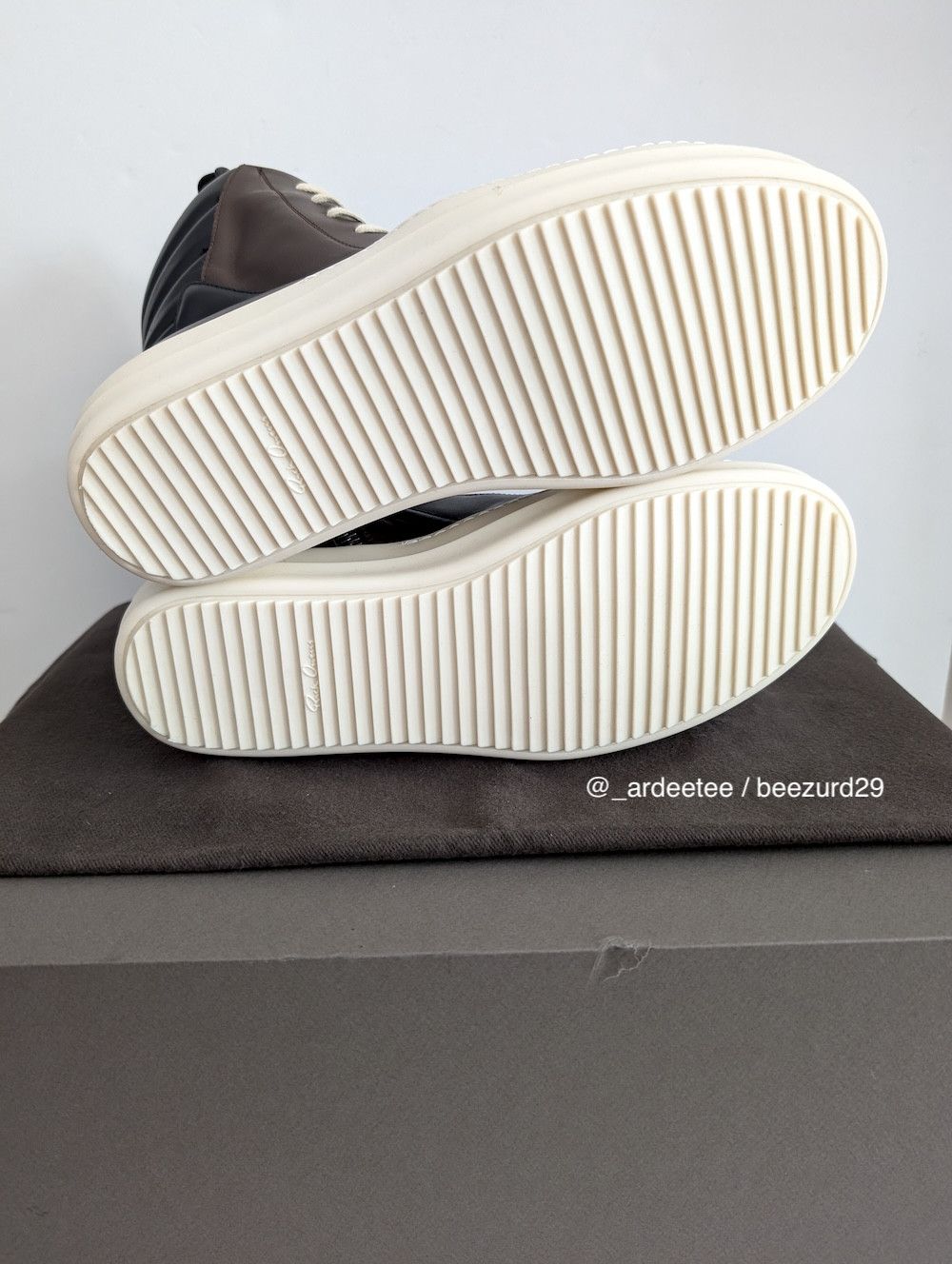 Rick Owens 💥UNRELEASED 1/1 SAMPLE GEOBASKETS BROWN/BLACK FW23 Size US 11 / EU 44 - 10 Thumbnail