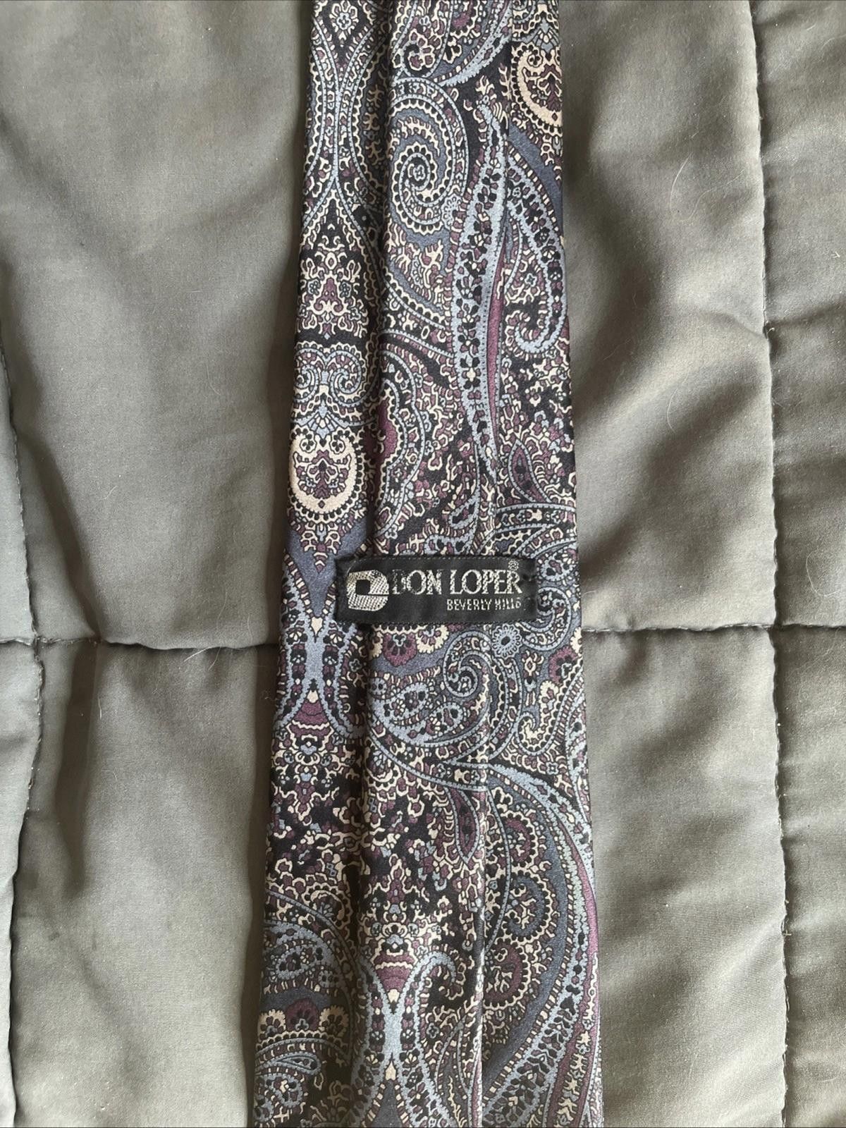 Designer Vintage Don Loper Beverly Hills Blue Patterned Neck Tie Size ONE SIZE - 2 Thumbnail