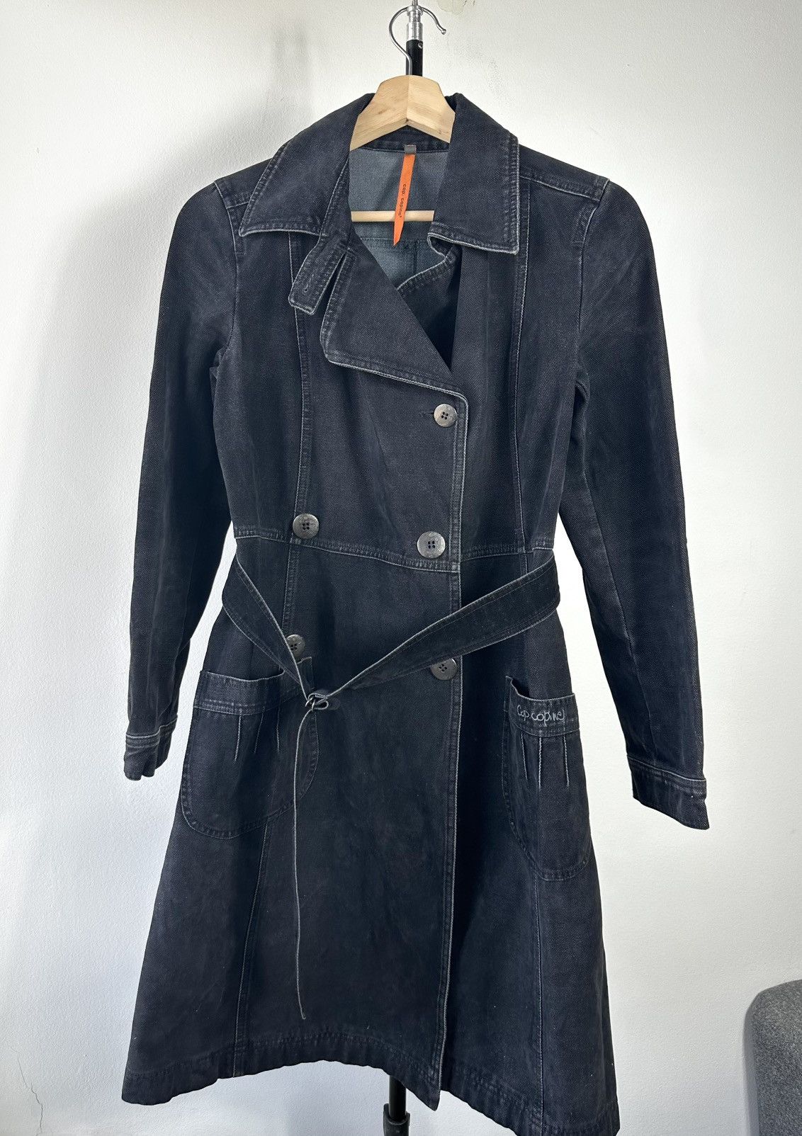 Cop Copine Cop.Copine Black Denim Trench Coat with Belt Size S / US 4 / IT 40 - 1 Thumbnail