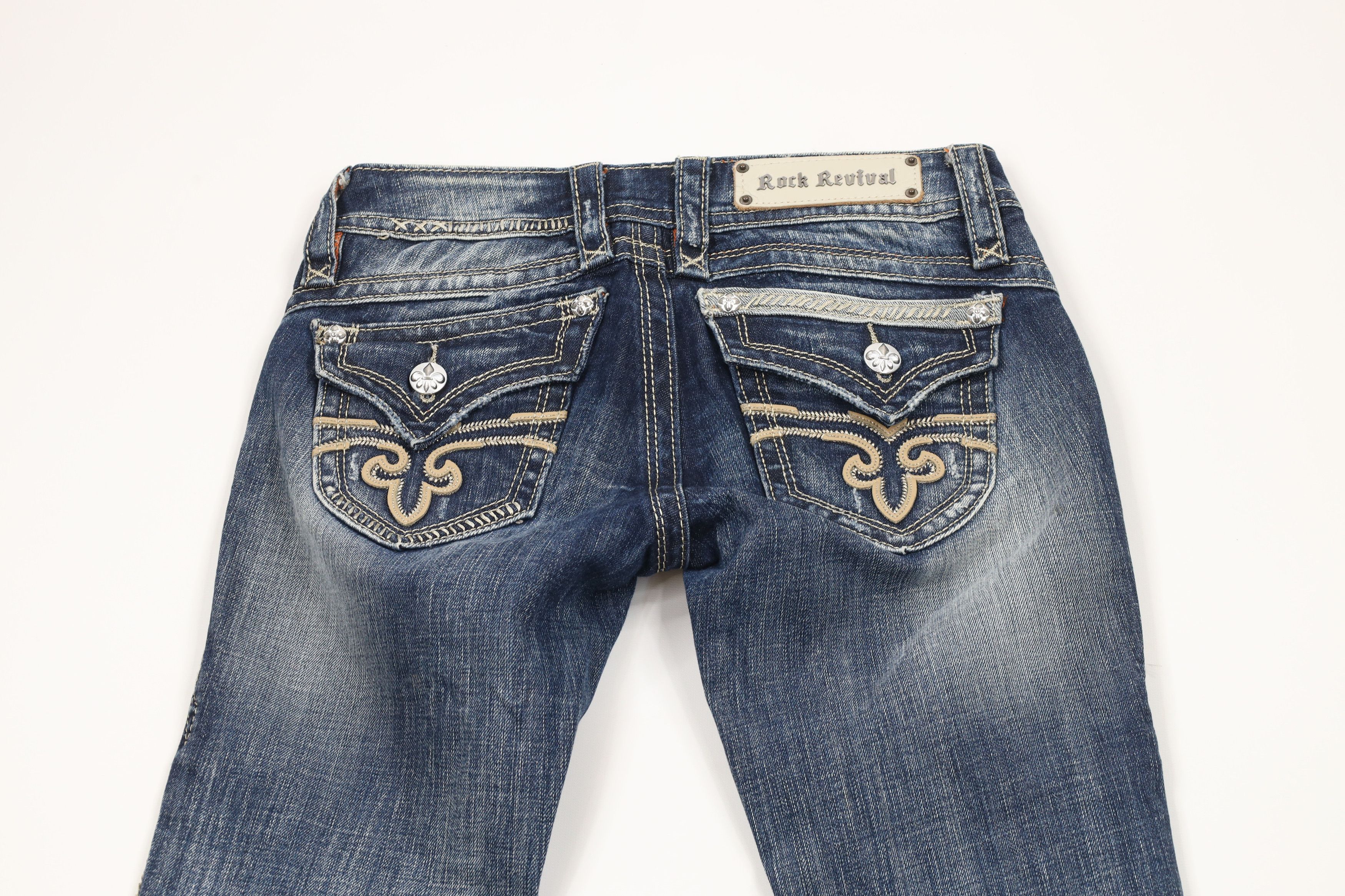 Rock Revival × Vintage Rock Revival Fleur de Lis Gwen Skinny Denim Jeans Blue Size 26" / US 2 / IT 38 - 10 Thumbnail