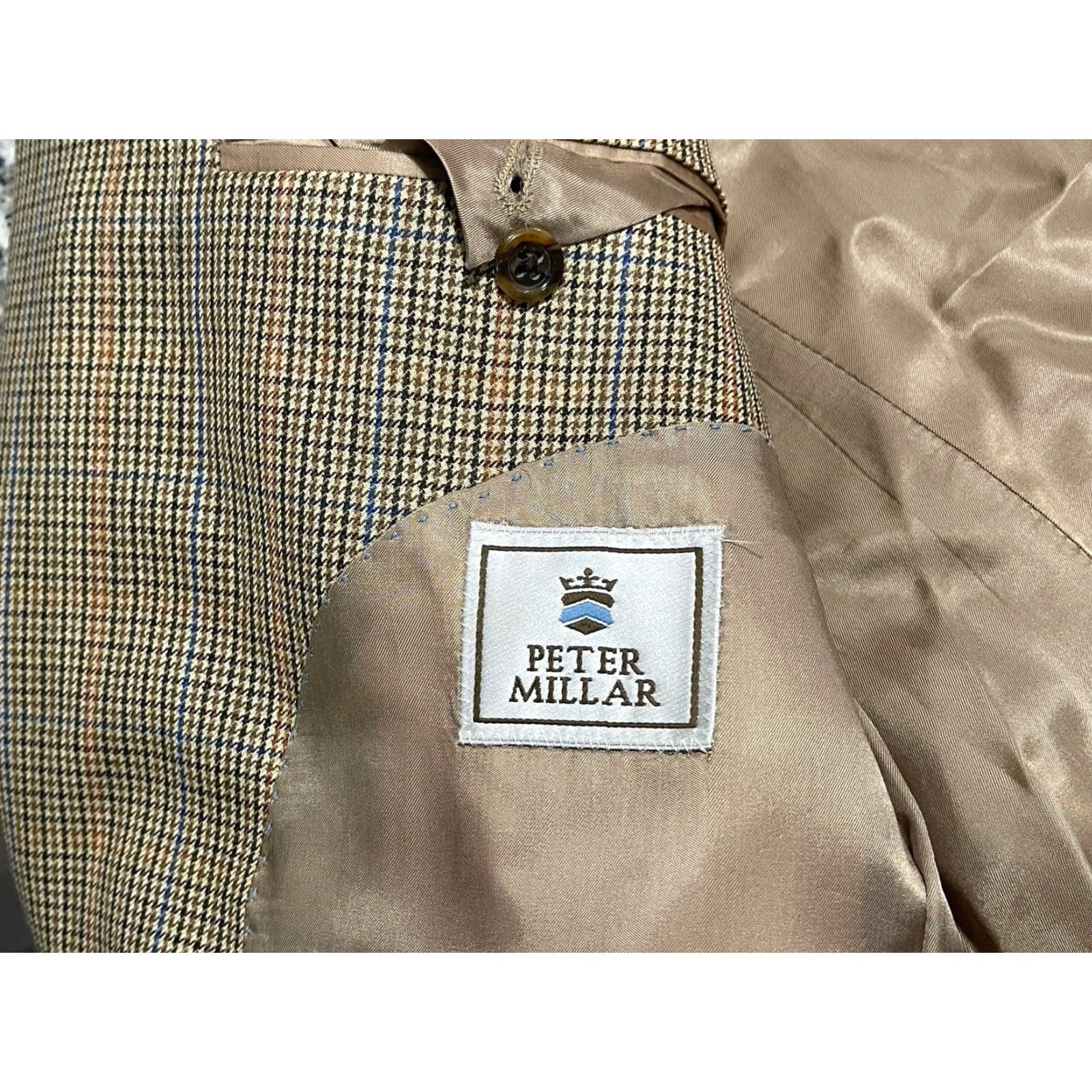 Peter Millar VINTAGE Peter Millar Sport Coat Blazer Mens Sz 46 Houndstooth Double Vented Size 46R - 3 Thumbnail