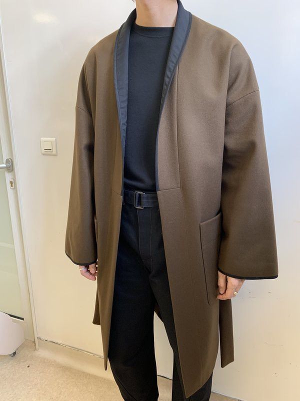 Lemaire Lemaire Wool Melton Kimono Coat Dark Brown Size US L / EU 52-54 / 3 - 20 Thumbnail