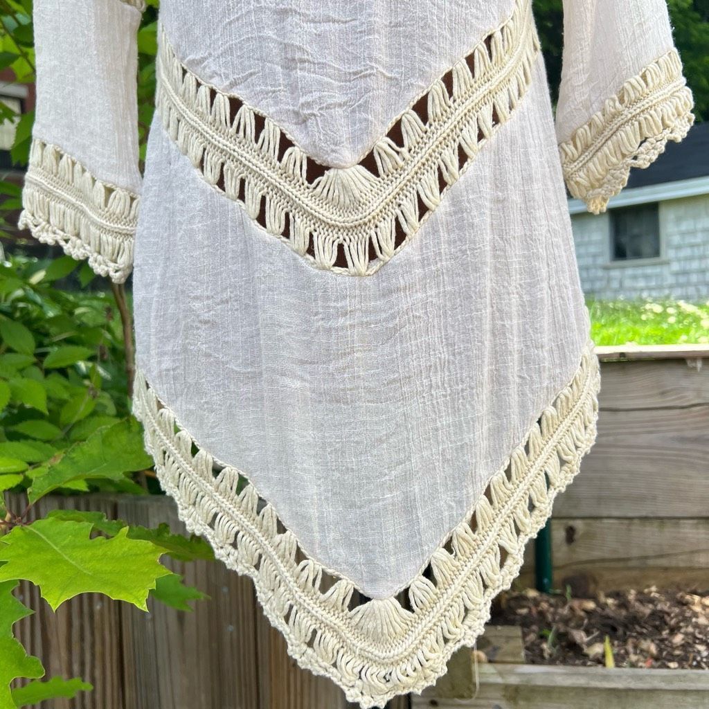 Other Active USA Boho Crochet Peasant Top Ibiza Festival Beach Cover Up, S/M Size S / US 4 / IT 40 - 5 Thumbnail