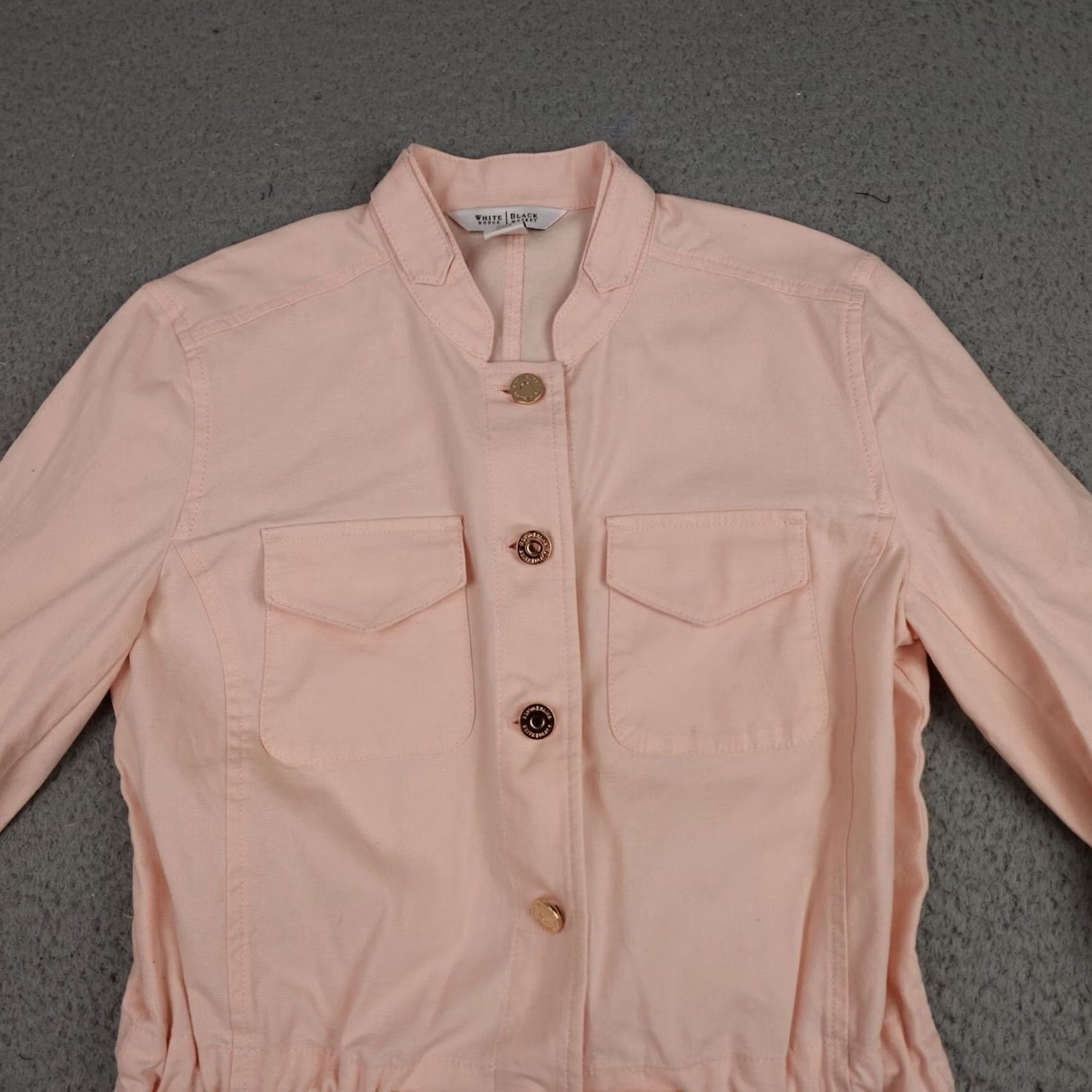 White House Black Market White House Black Market Blouse Shirt Womens 00 Pink Short Sleeve Roll Tab Button Front Front Button Collared Cotton Blouse Size XXS / US 00 / IT 34 - 3 Thumbnail