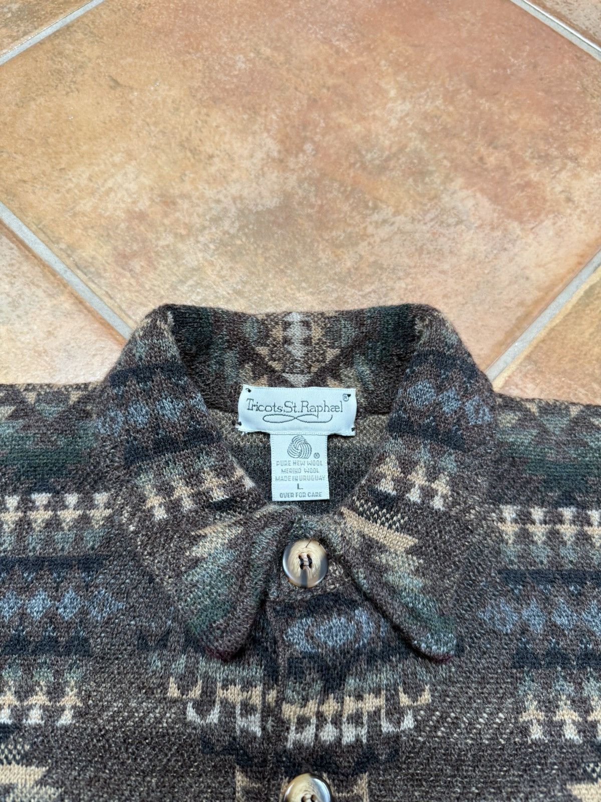 Tricots St. Raphael Vintage Aztec Knitted Button Up Sweater Size US M / EU 48-50 / 2 - 5 Thumbnail