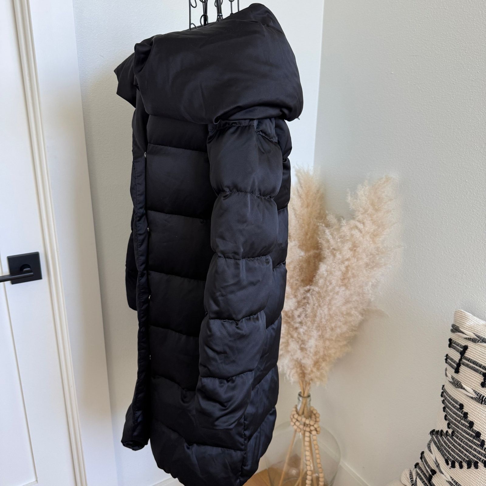 Diane von Furstenberg DVF Goose Down Black Satin Zona Puffer Zip Hood Coat Size P Size XS / US 0-2 / IT 36-38 - 8 Thumbnail